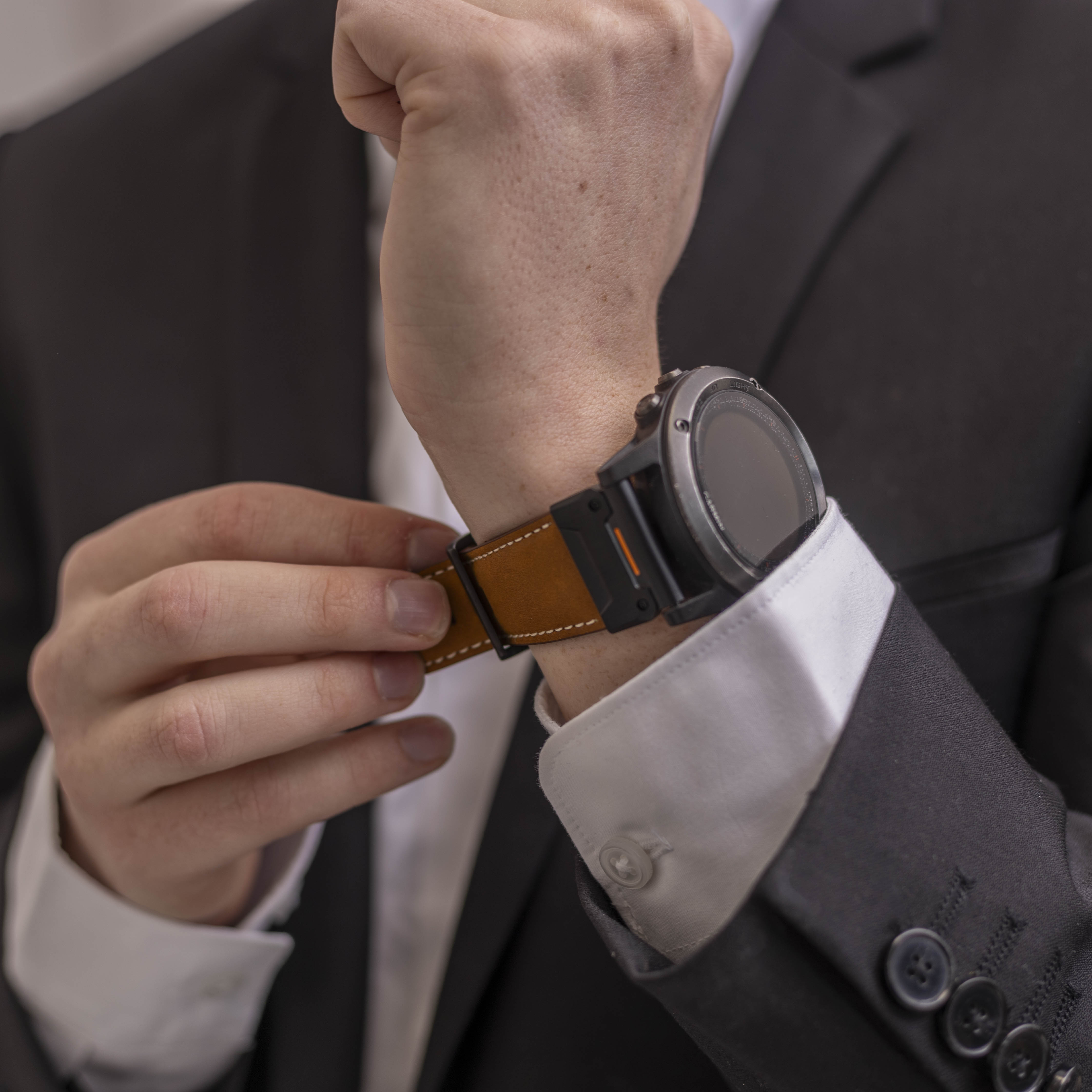 Bracelet en cuir véritable Garmin Fenix 5x / 6x (marron)