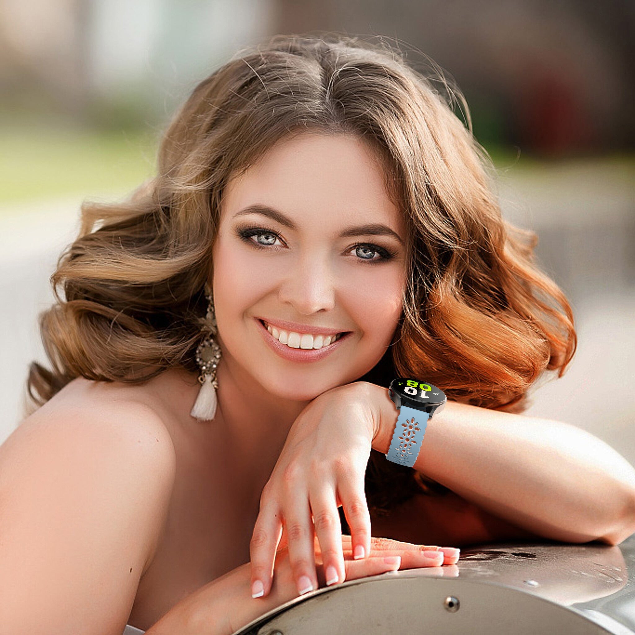 Bracelet de silicone avec relief Withings Steel HR Sport (bleu clair/blanc)