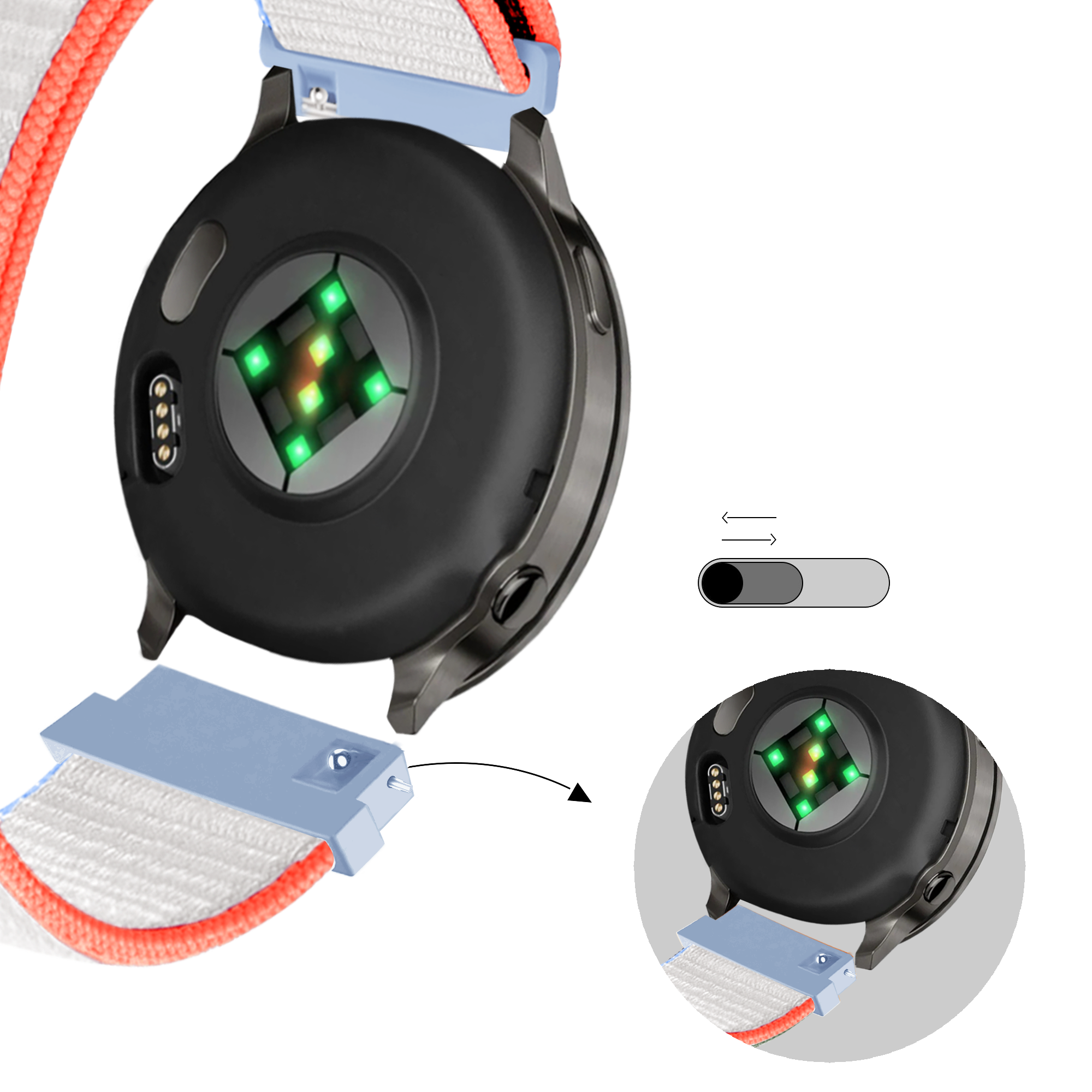 Bandz Bracelet nylon Loop Garmin Vivoactive 4s (blanc lait)