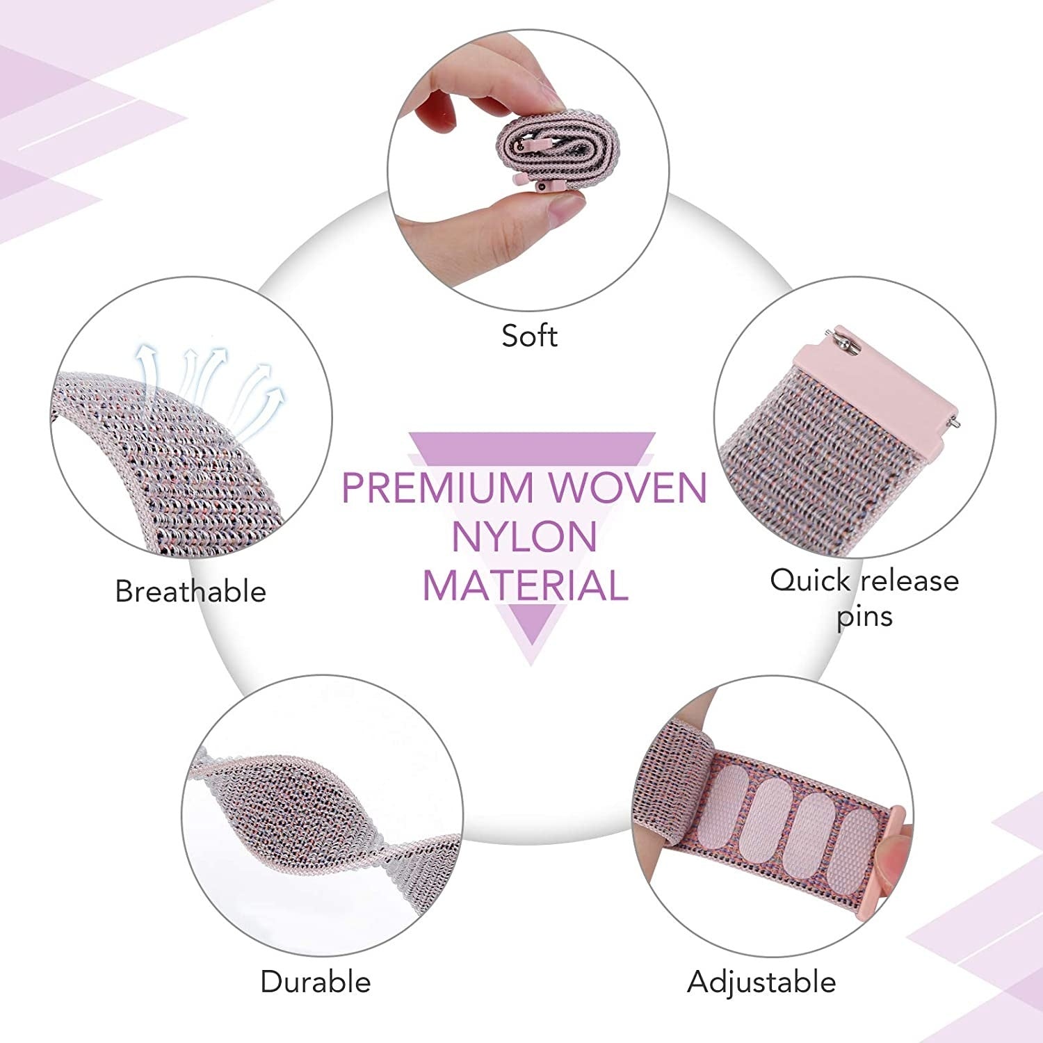 Bracelet nylon Oppo Watch X (rose sable)