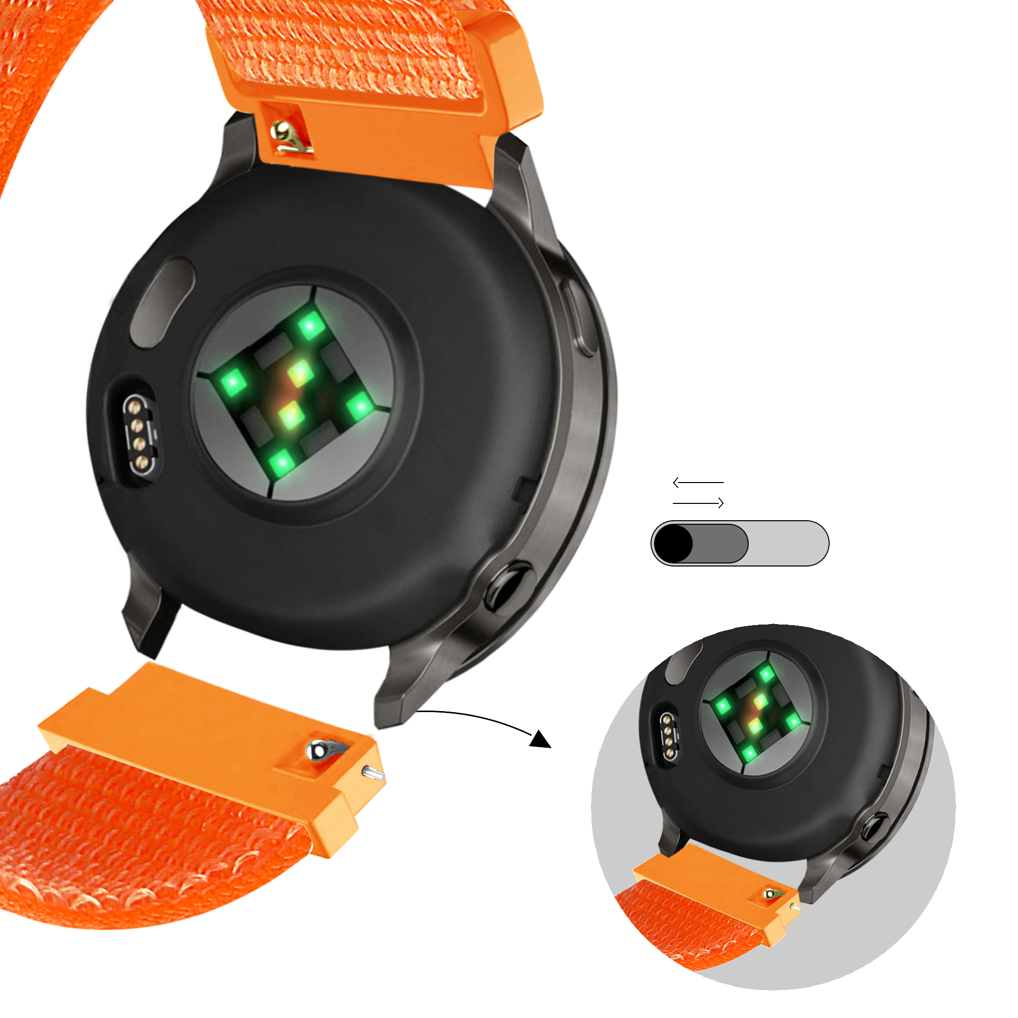 Bandz Bracelet nylon à boucle Garmin D2 Air X15 (orange)