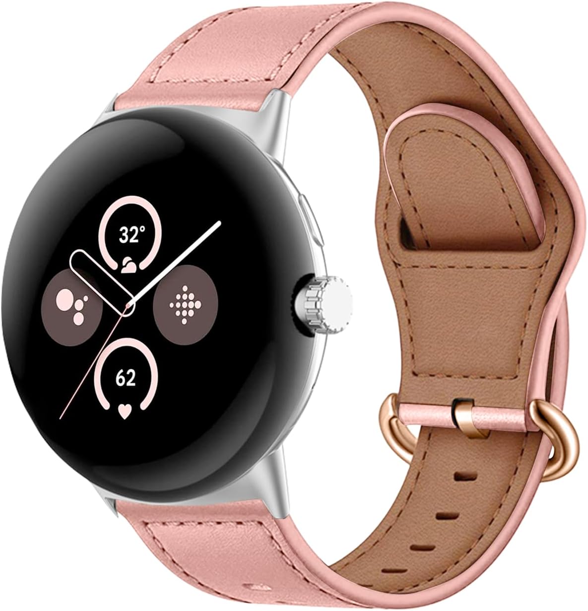 Bracelet cuir à maillons Google Pixel Watch 4 - 41mm (rose)