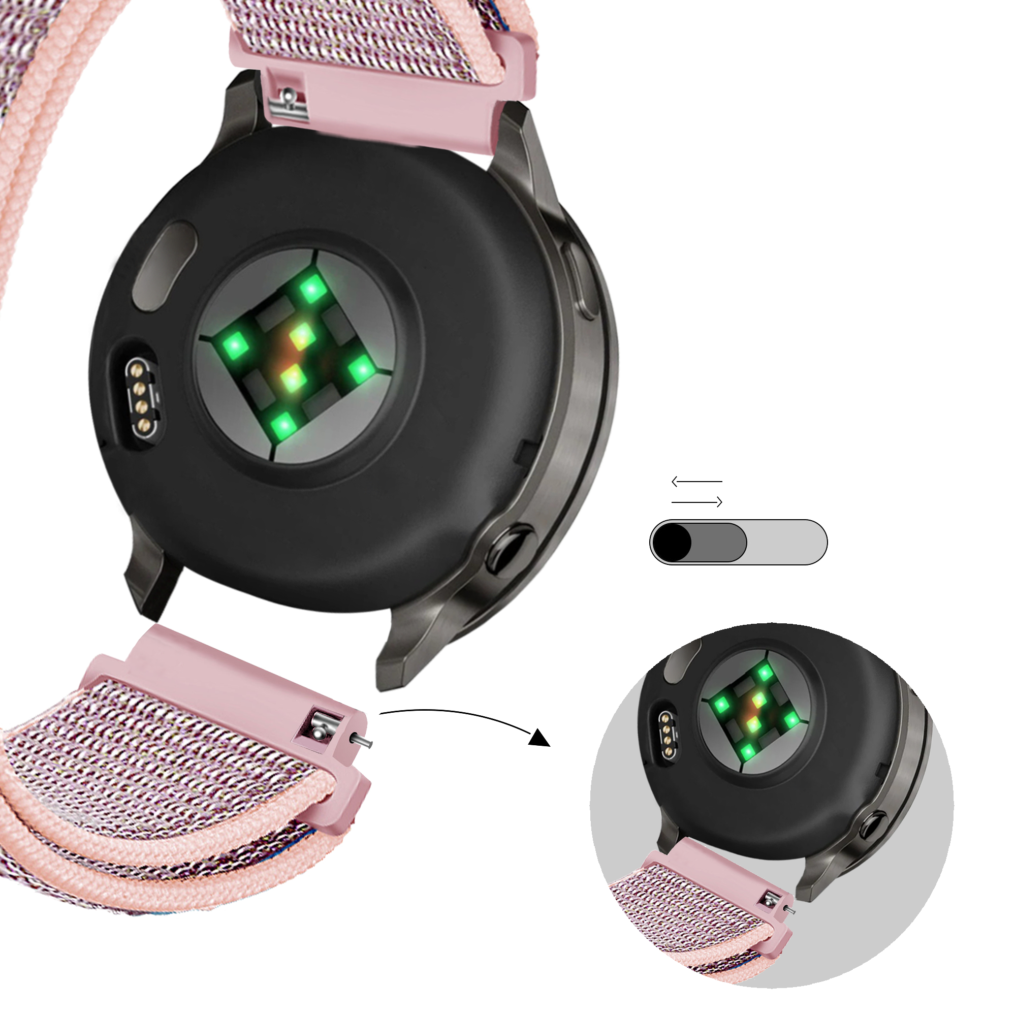 Bandz Garmin Bounce 2 Nylon Loop Strap (Pink)