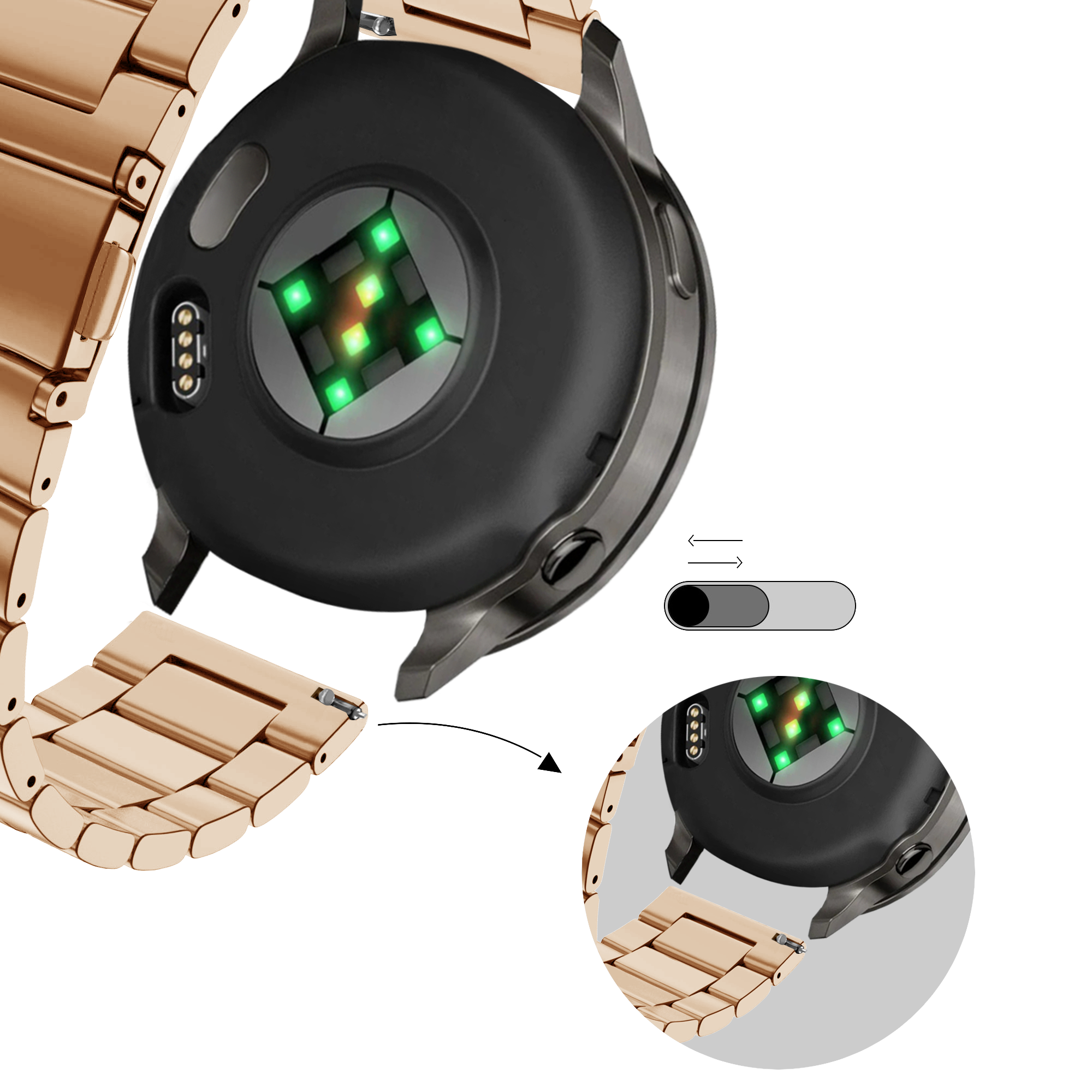 Bandz Garmin Bounce 2 Steel Strap 'Classic' (Rose Gold)