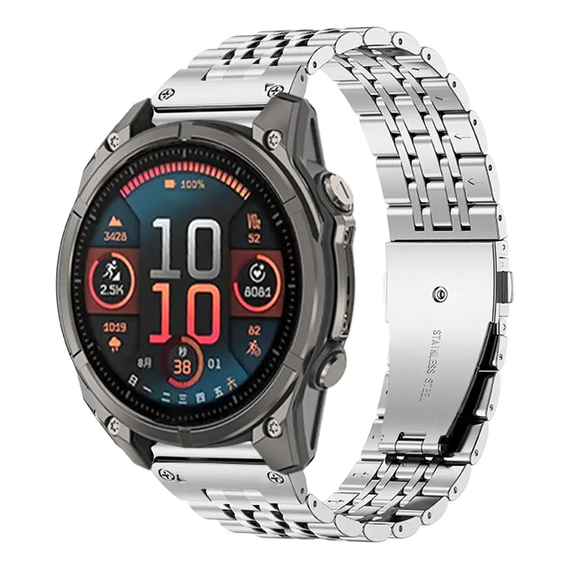 Garmin Approach S70 - 47mm Premium '7 bead' Steel Strap (Silver)