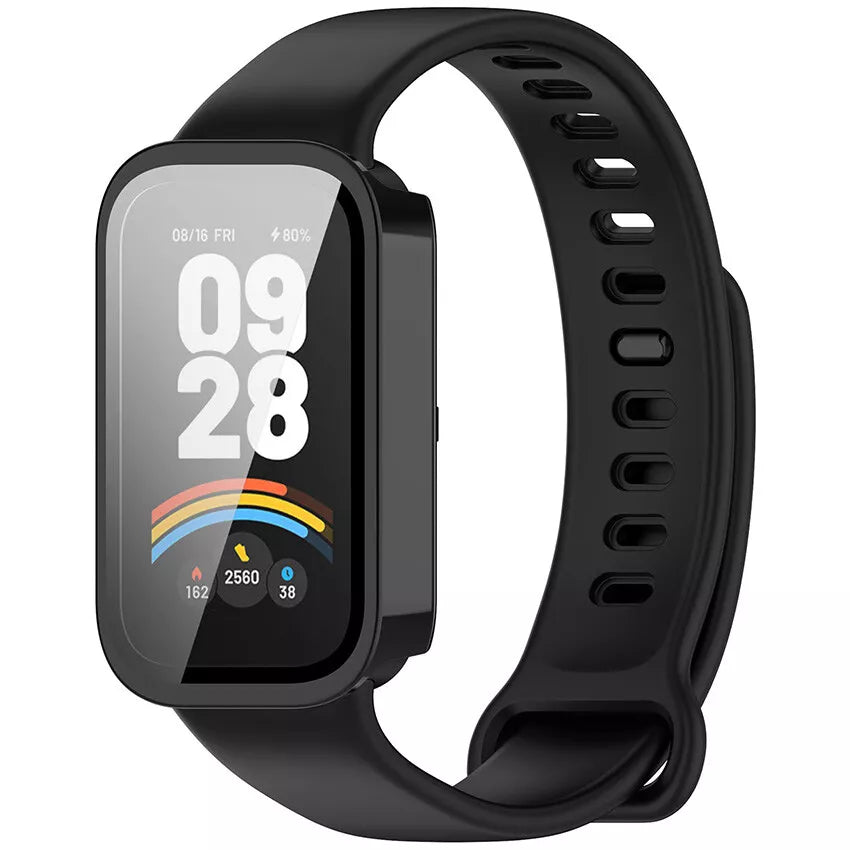 Coque rigide avec verre pour Xiaomi Smart Band 9 Active (noir)
