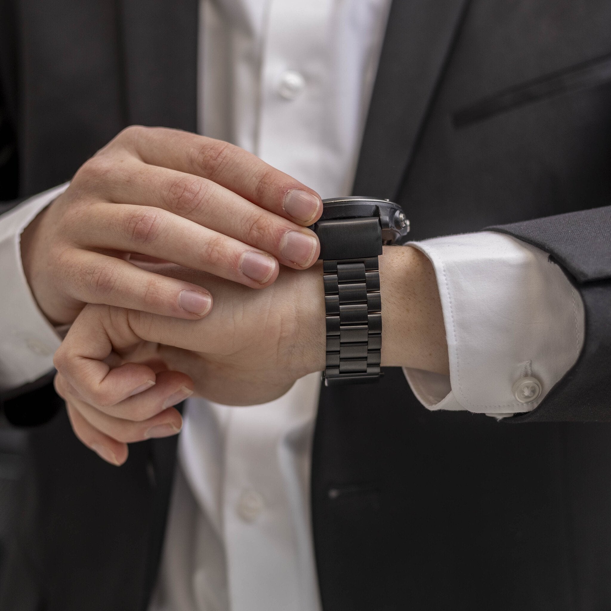 Bandz Bracelet acier 'Classic' Garmin Descent G 2 (noir)