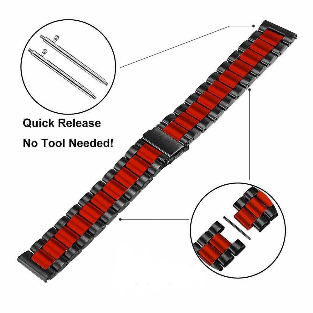 Bracelet acier Garmin Venu (noir/rouge)