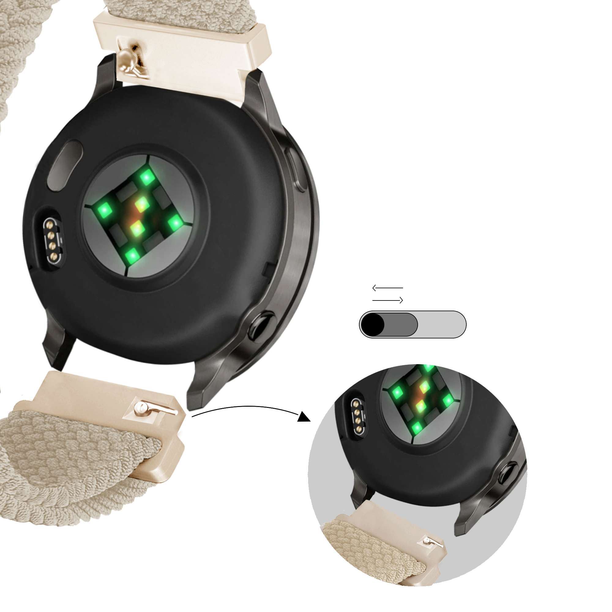 Bandz Bracelet tressé réglable Garmin Vivomove 3s (lumière stellaire)