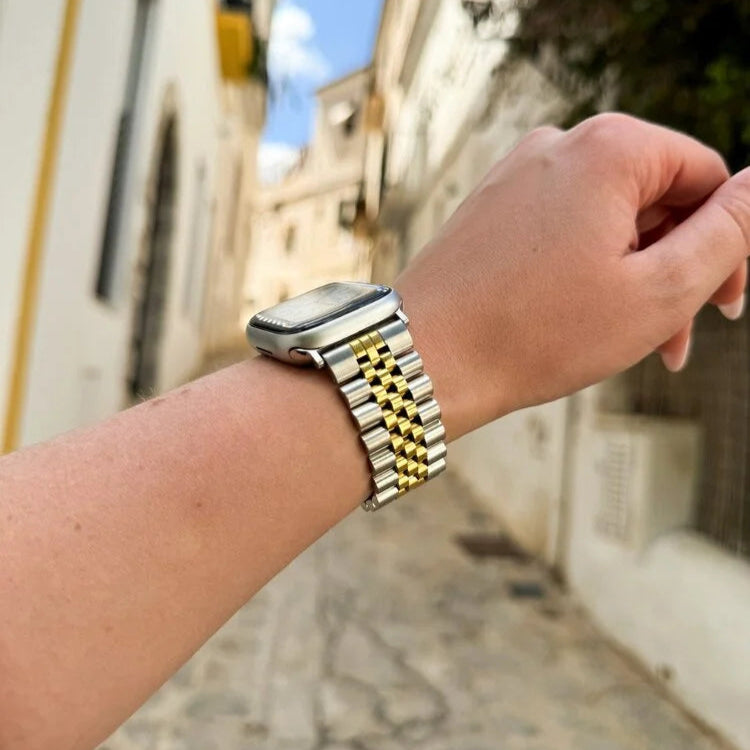 Bracelet acier Apple Watch Jubilé (argent/or)
