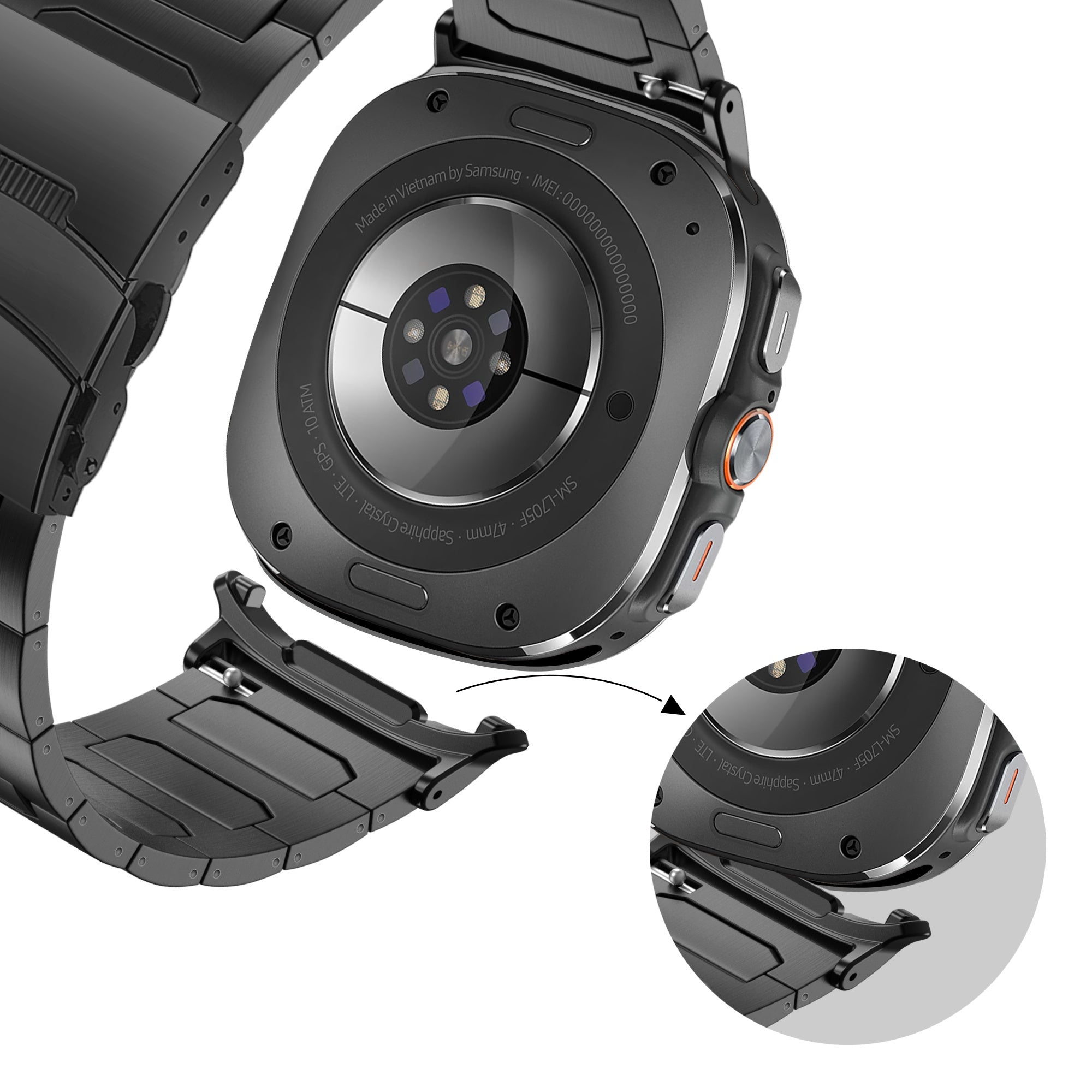 Bandz Bracelet titane Samsung Galaxy Watch Ultra 'Deluxe' (noir)