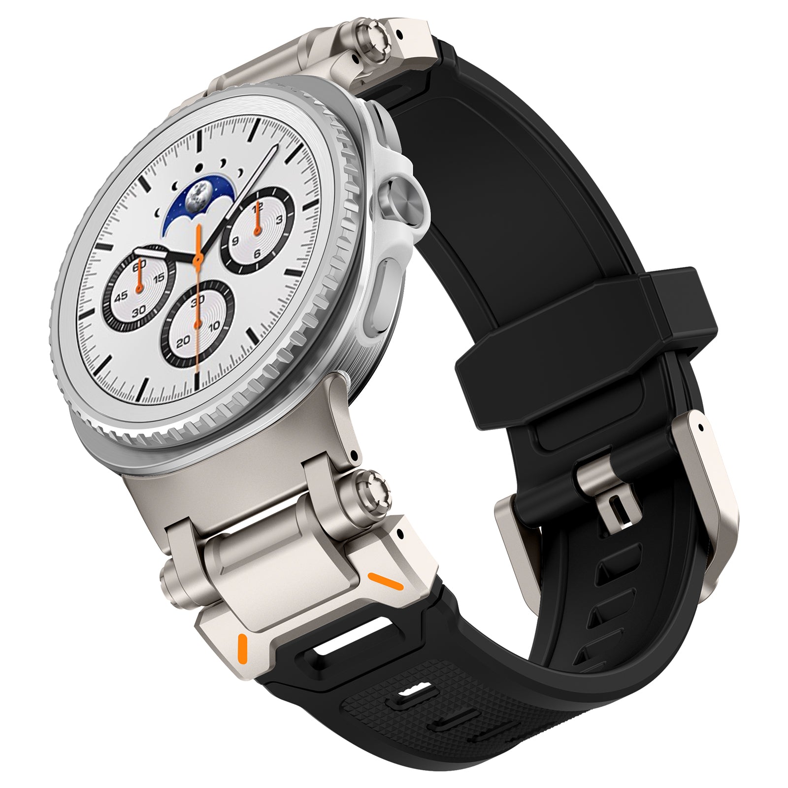 Samsung Galaxy Watch 8 Classic 'Explorer' Silicone Strap (Black with Titanium)