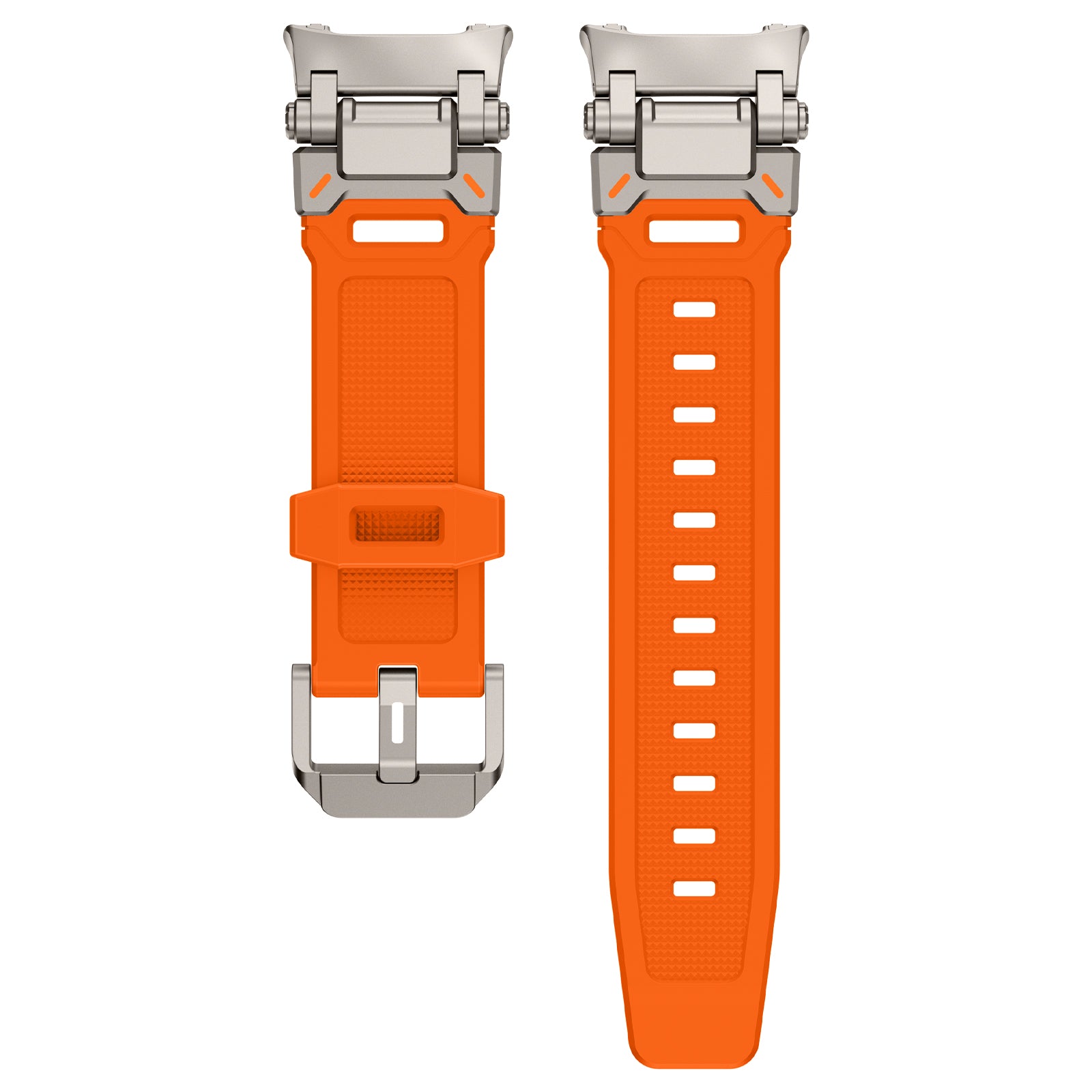 Samsung Galaxy Watch 8 Classic 'Explorer' Silicone Strap (Orange with Titanium)
