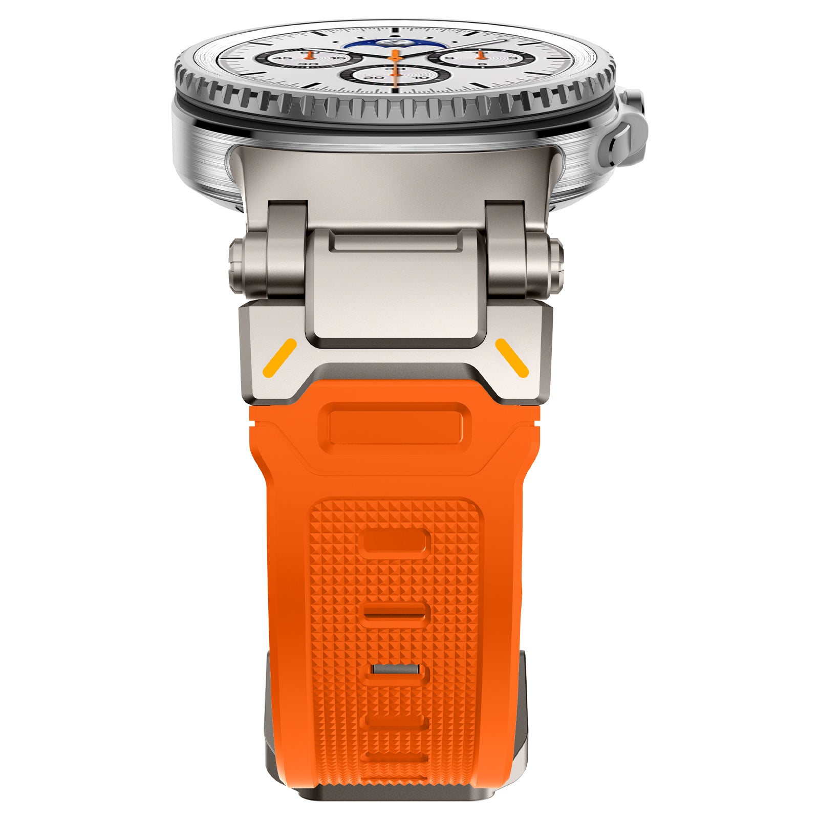 Samsung Galaxy Watch 8 - 44mm 'Explorer' Silicone Strap (Orange with Titanium)