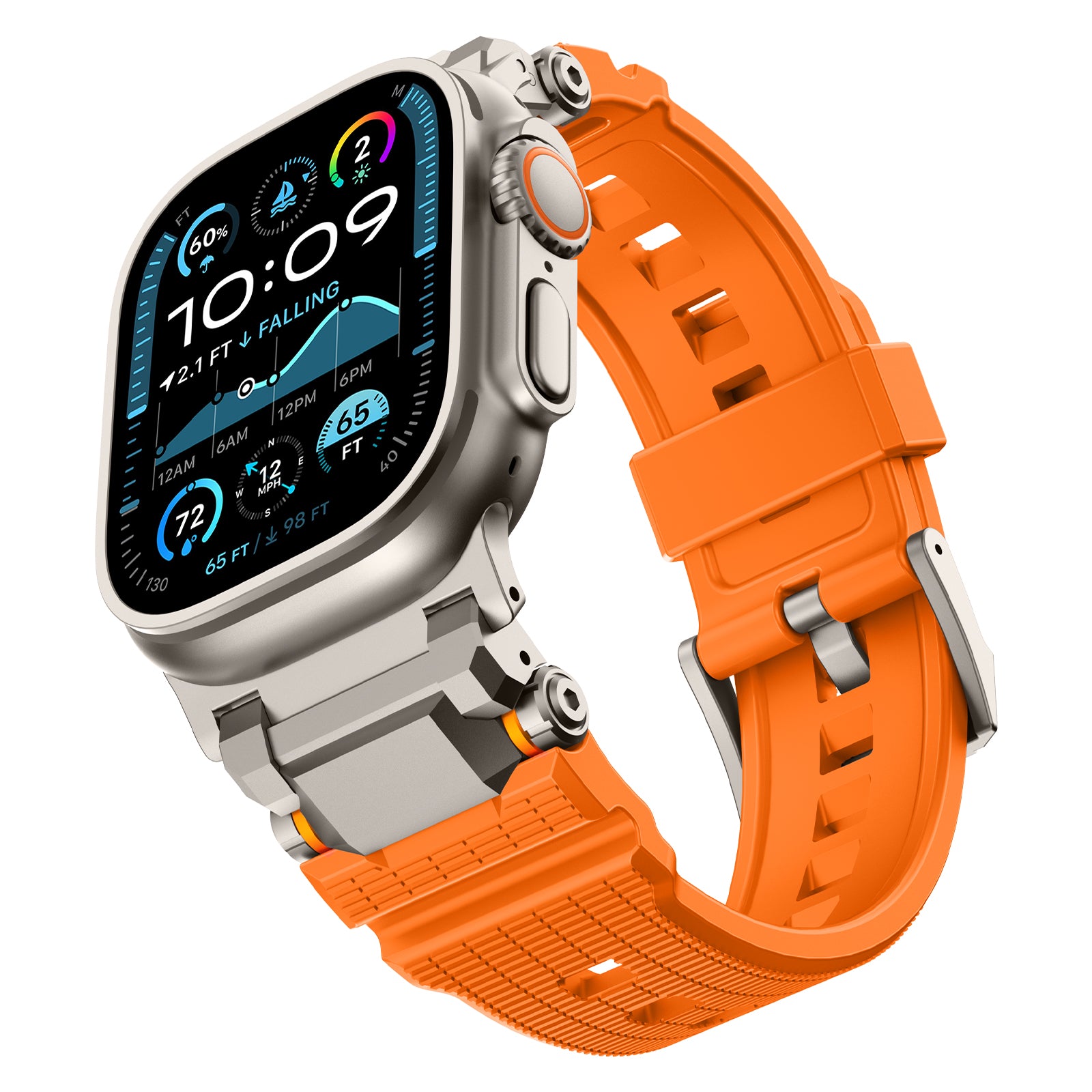 Bracelet silicone 'Adventurer' Apple Watch (orange avec titane)