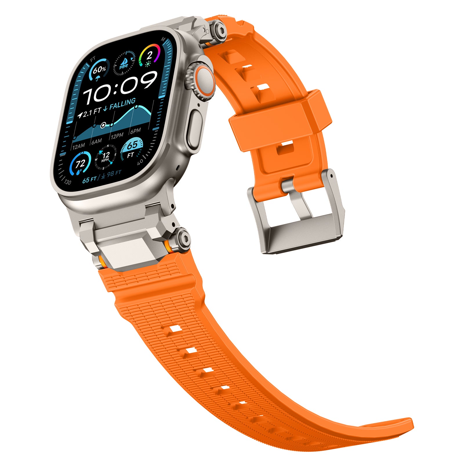 Bracelet silicone 'Adventurer' Apple Watch (orange avec titane)