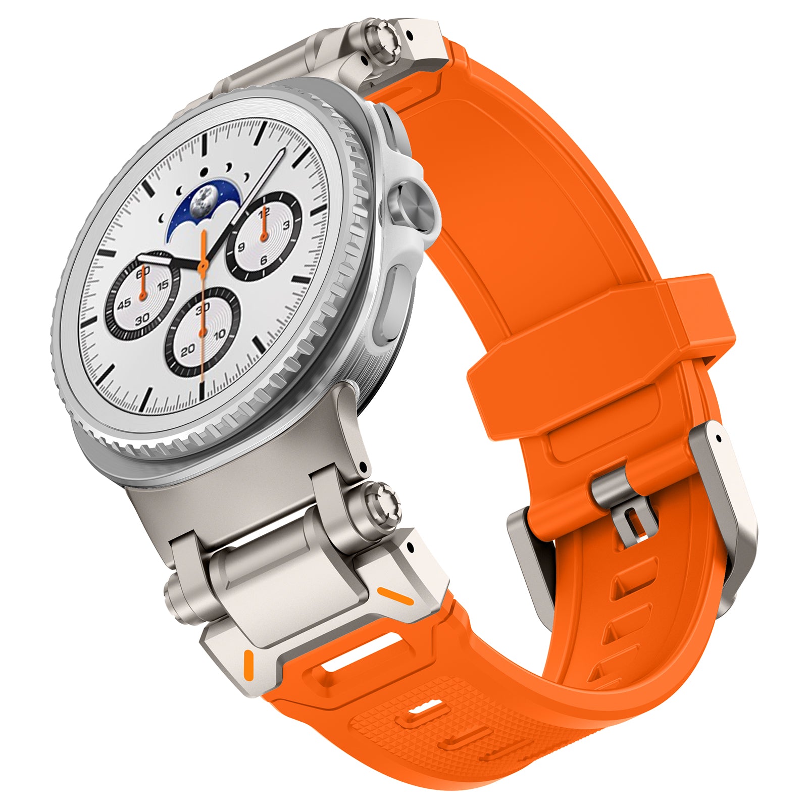 Samsung Galaxy Watch 8 Classic 'Explorer' Silicone Strap (Orange with Titanium)
