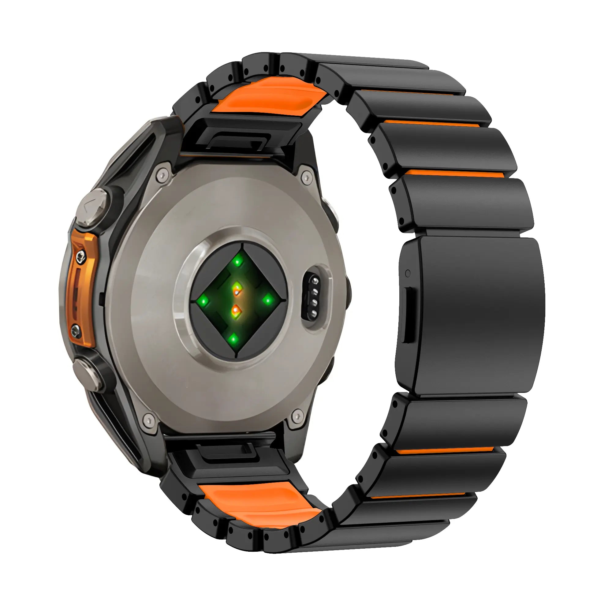 Bandz Bracelet titane 'Hybrid' Garmin Quatix 3/6x/7x (noir/orange)