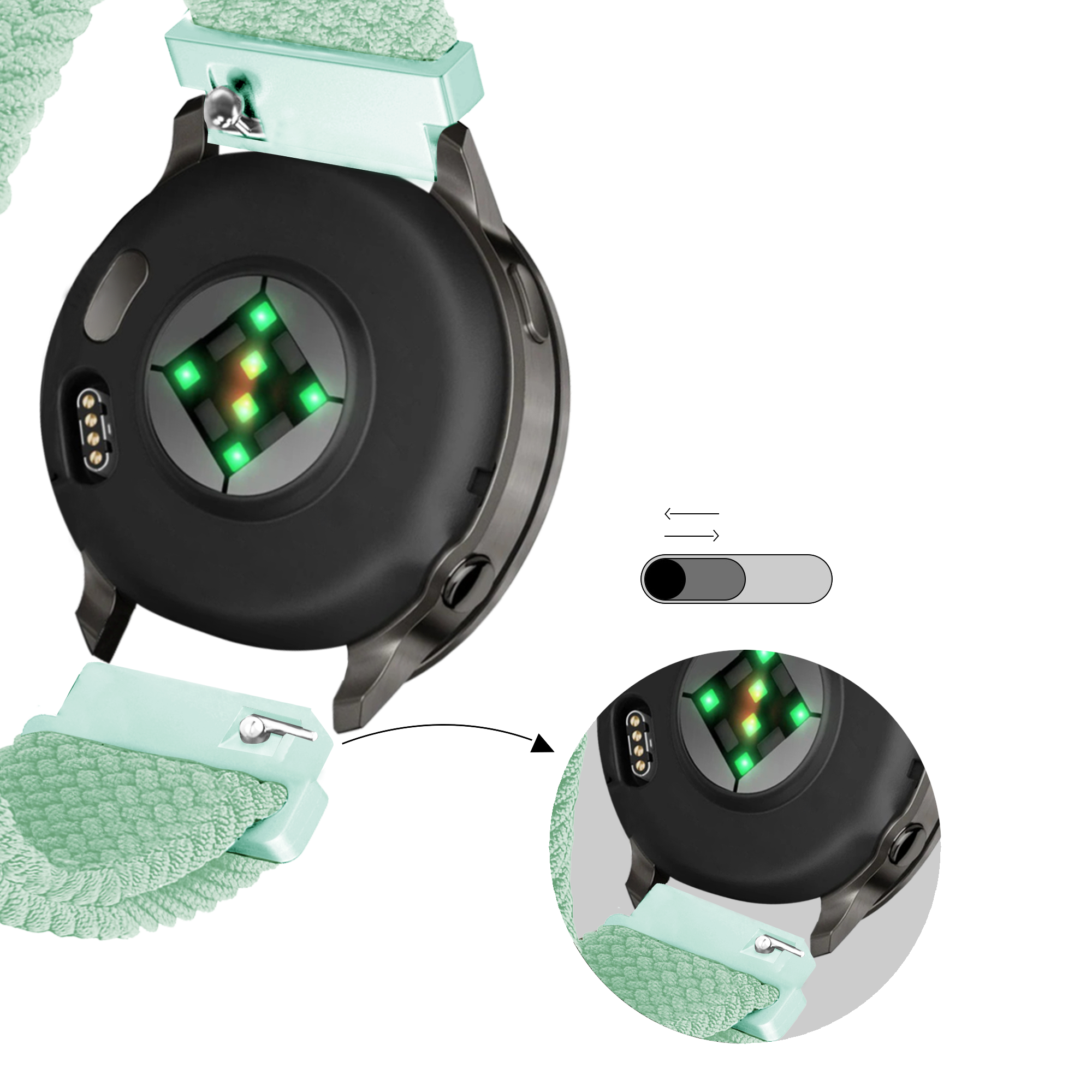 Bandz Bracelet tressé réglable Garmin Venu 2s (turquoise)