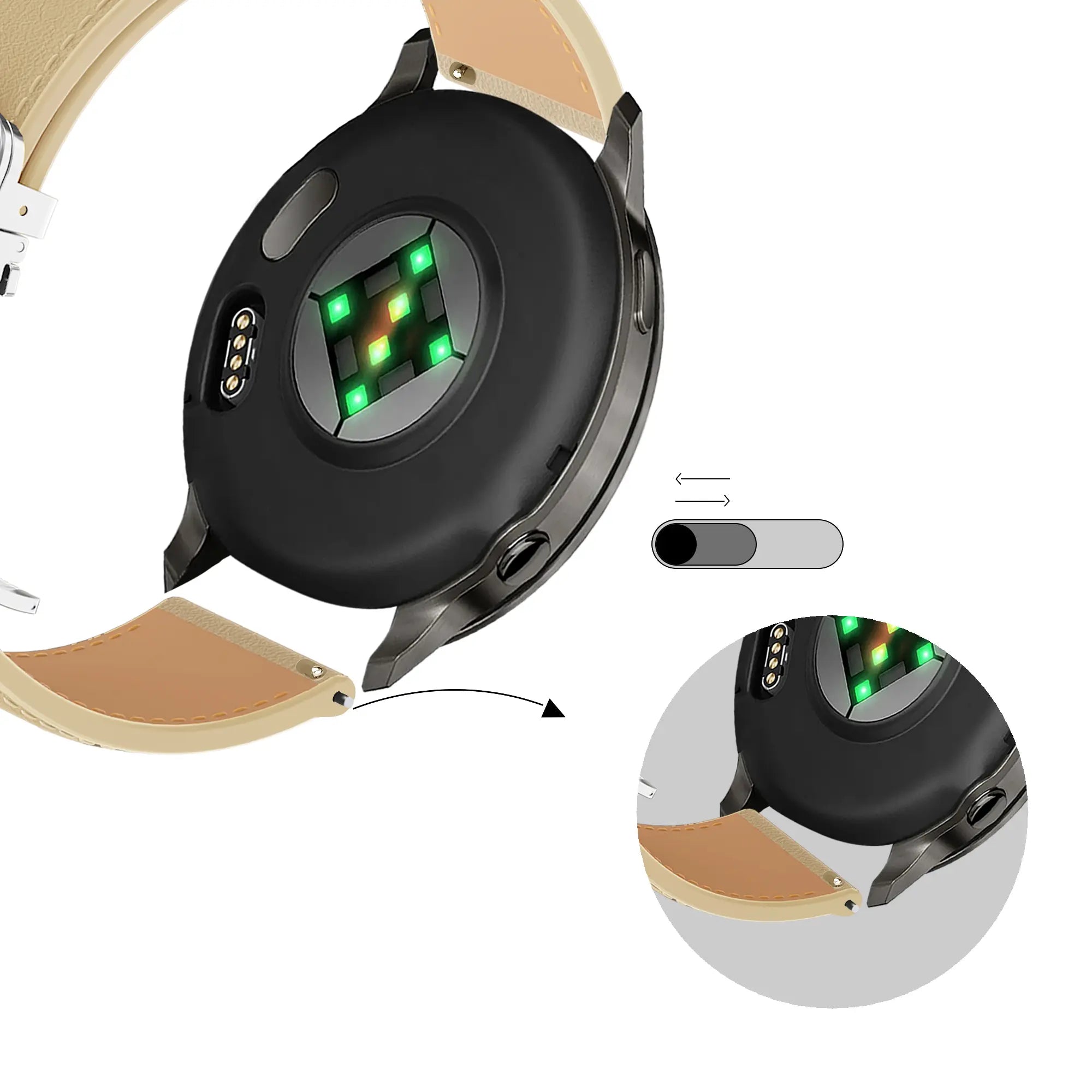 Bandz Samsung Galaxy Watch 4 Classic - 46mm Leather Strap 'D-Type' (Creme)