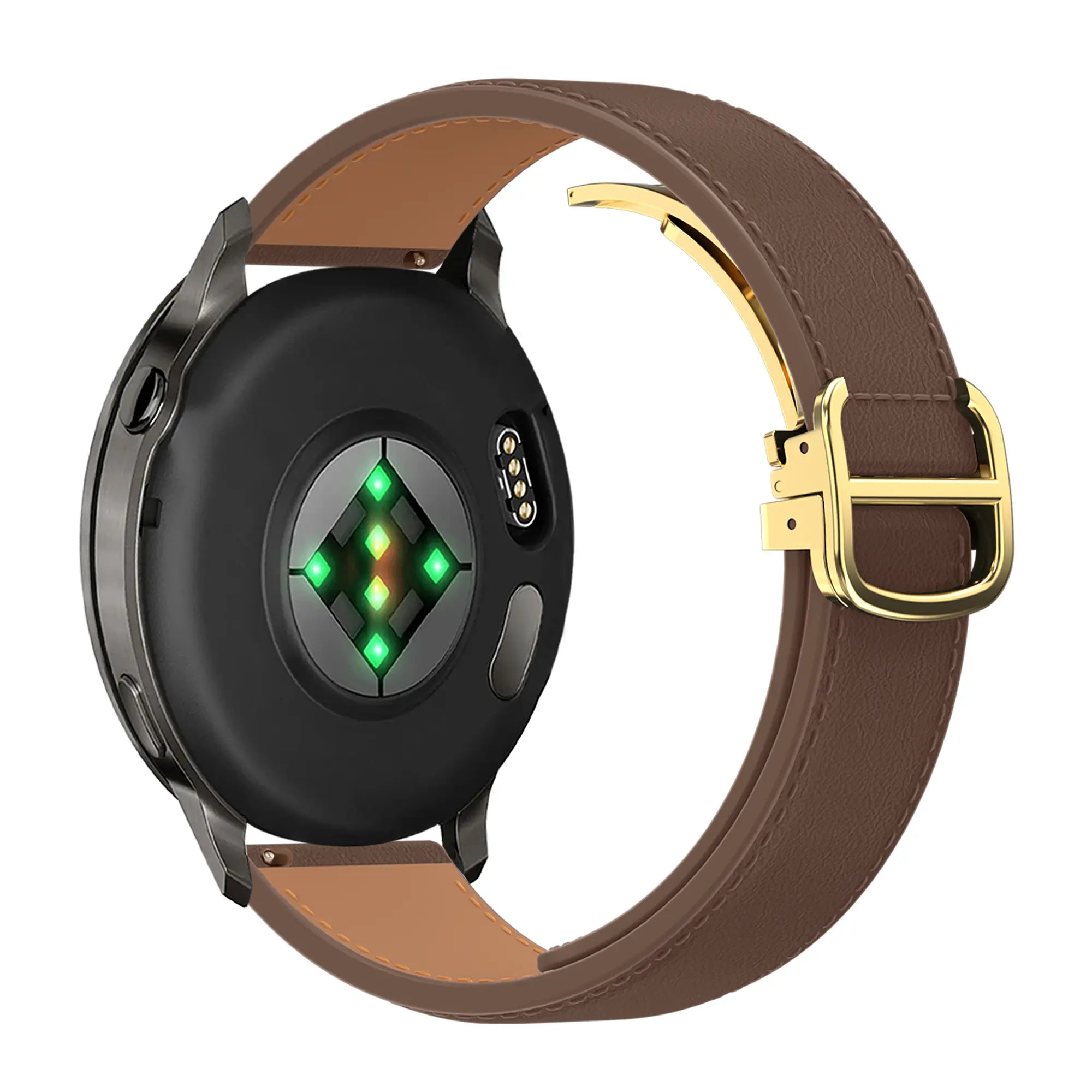 Bandz Actyve Smartwatch 20mm Leather Strap 'D-Type' (Dark Brown)