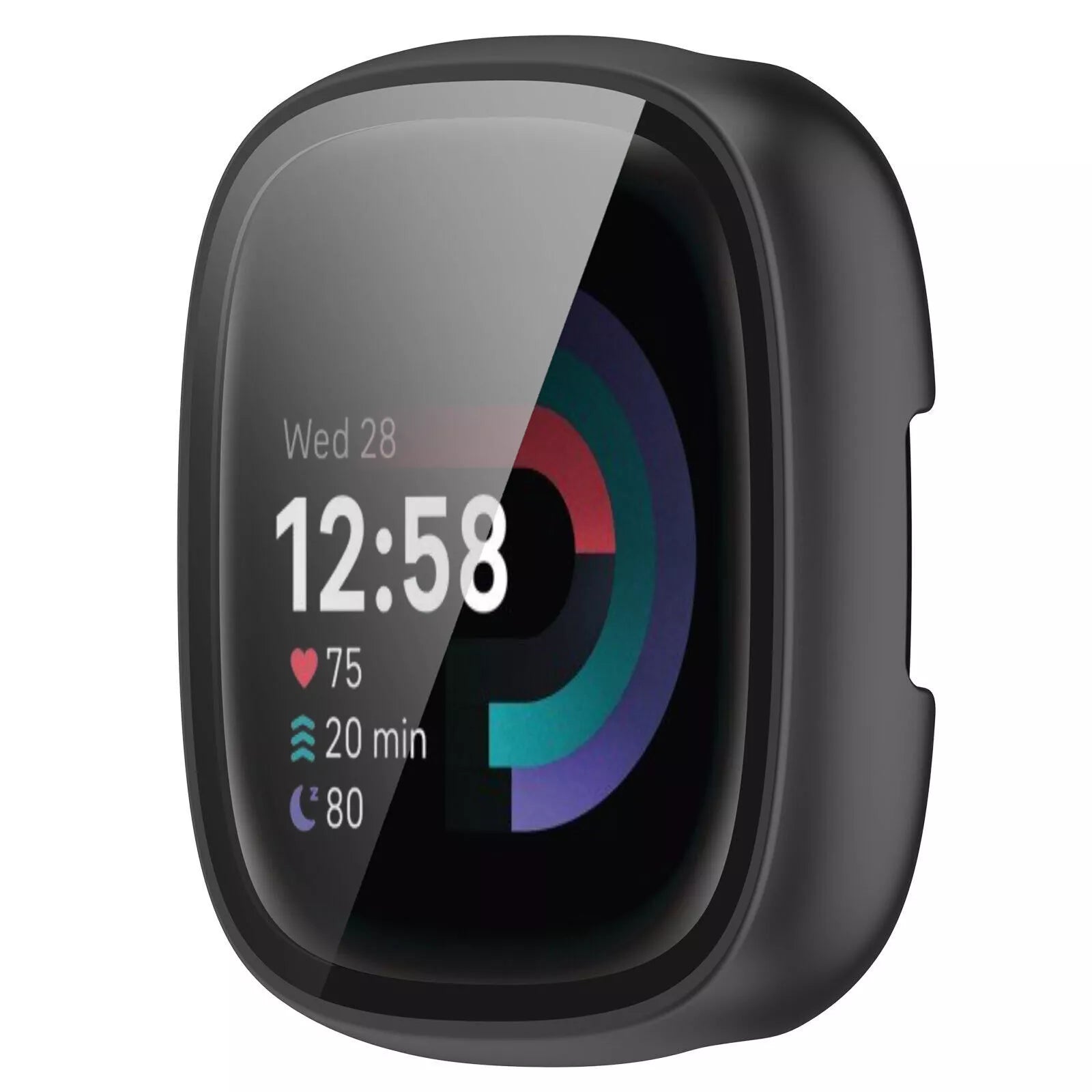 Coque rigide avec verre Fitbit Versa 4 / Sense 2 (noir)