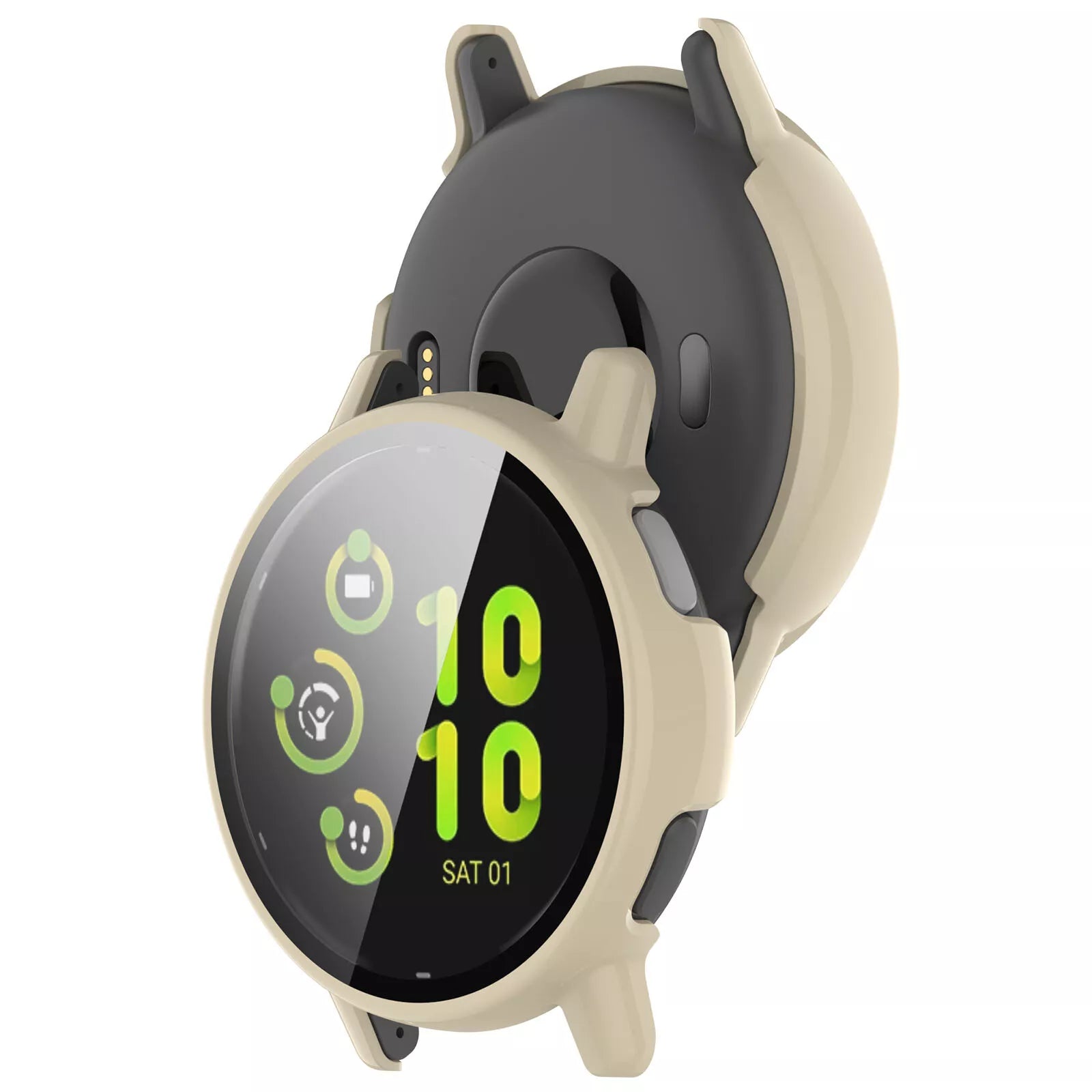 Coque rigide avec verre Garmin Vivoactive 5 (beige)