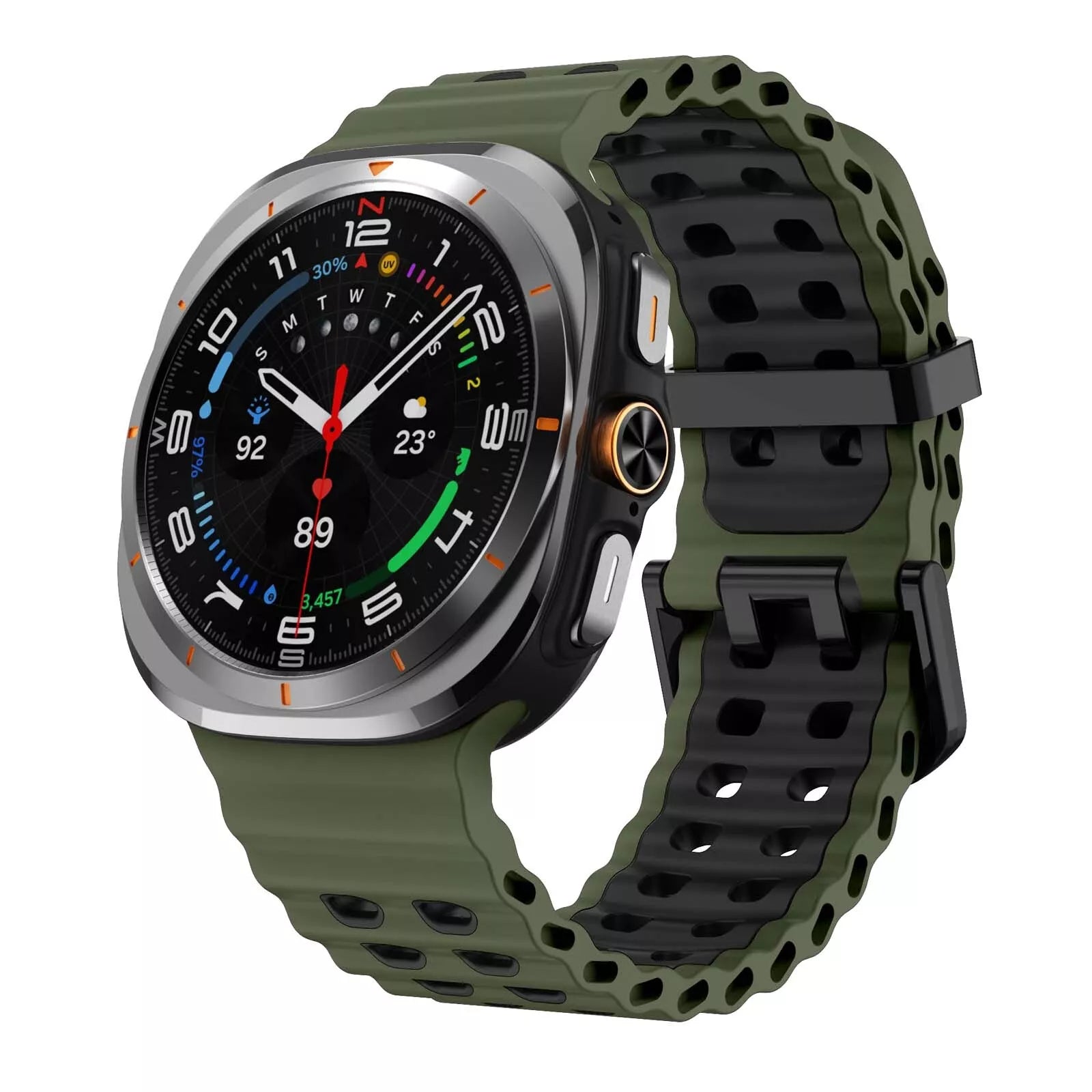 Bracelet silicone Wave Samsung Galaxy Watch Ultra (vert/noir)