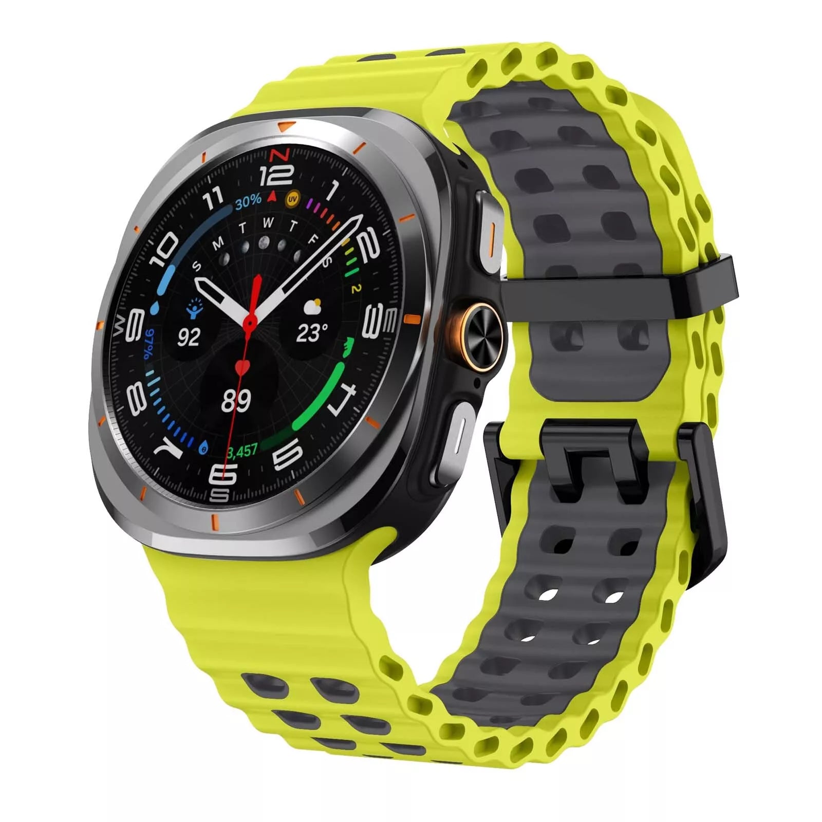 Bracelet silicone Wave Samsung Galaxy Watch Ultra (lime/gris foncé)