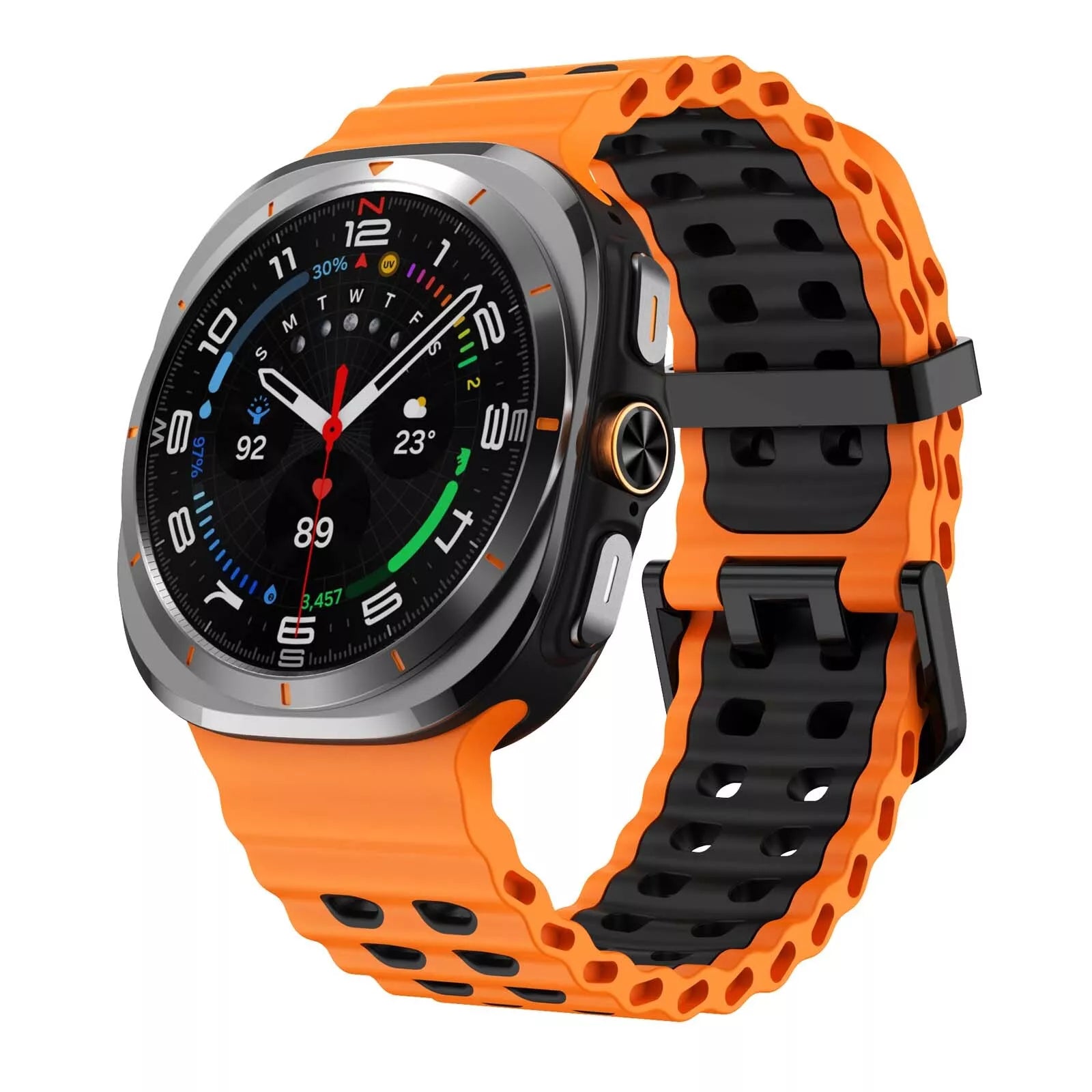 Bracelet silicone Wave Samsung Galaxy Watch Ultra (orange/noir)