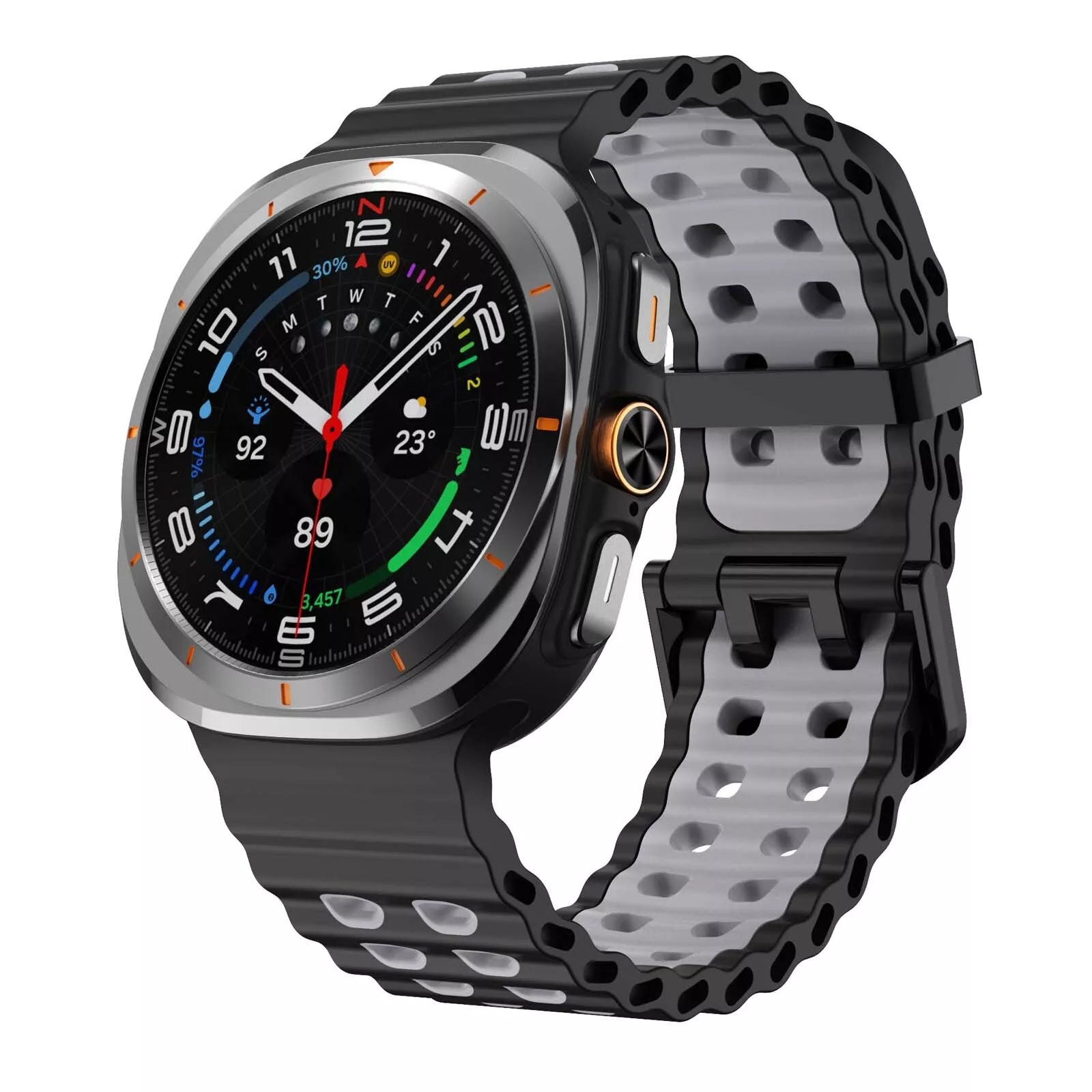 Bracelet silicone Wave Samsung Galaxy Watch Ultra (noir/gris)