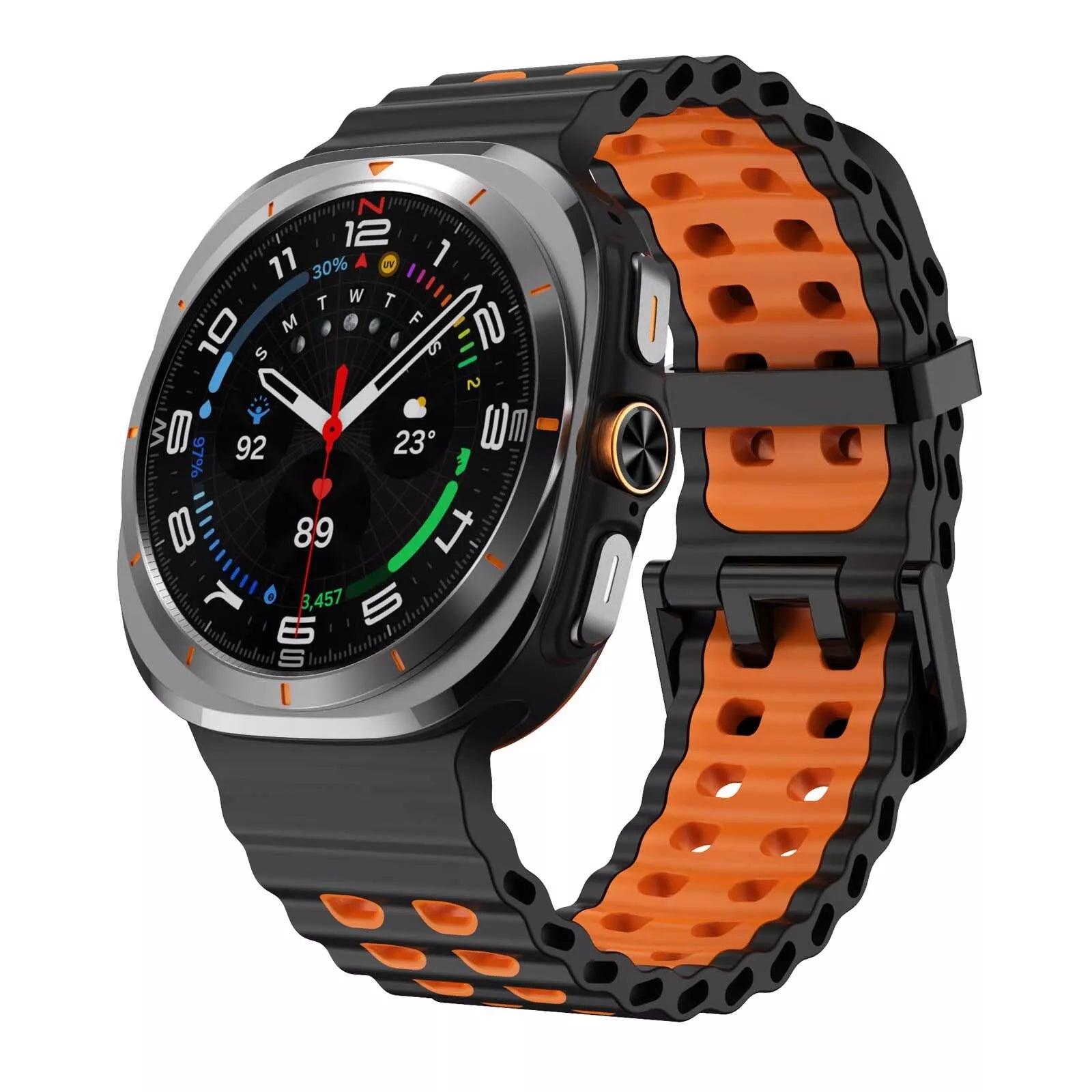 Bracelet silicone Wave Samsung Galaxy Watch Ultra (noir/orange)