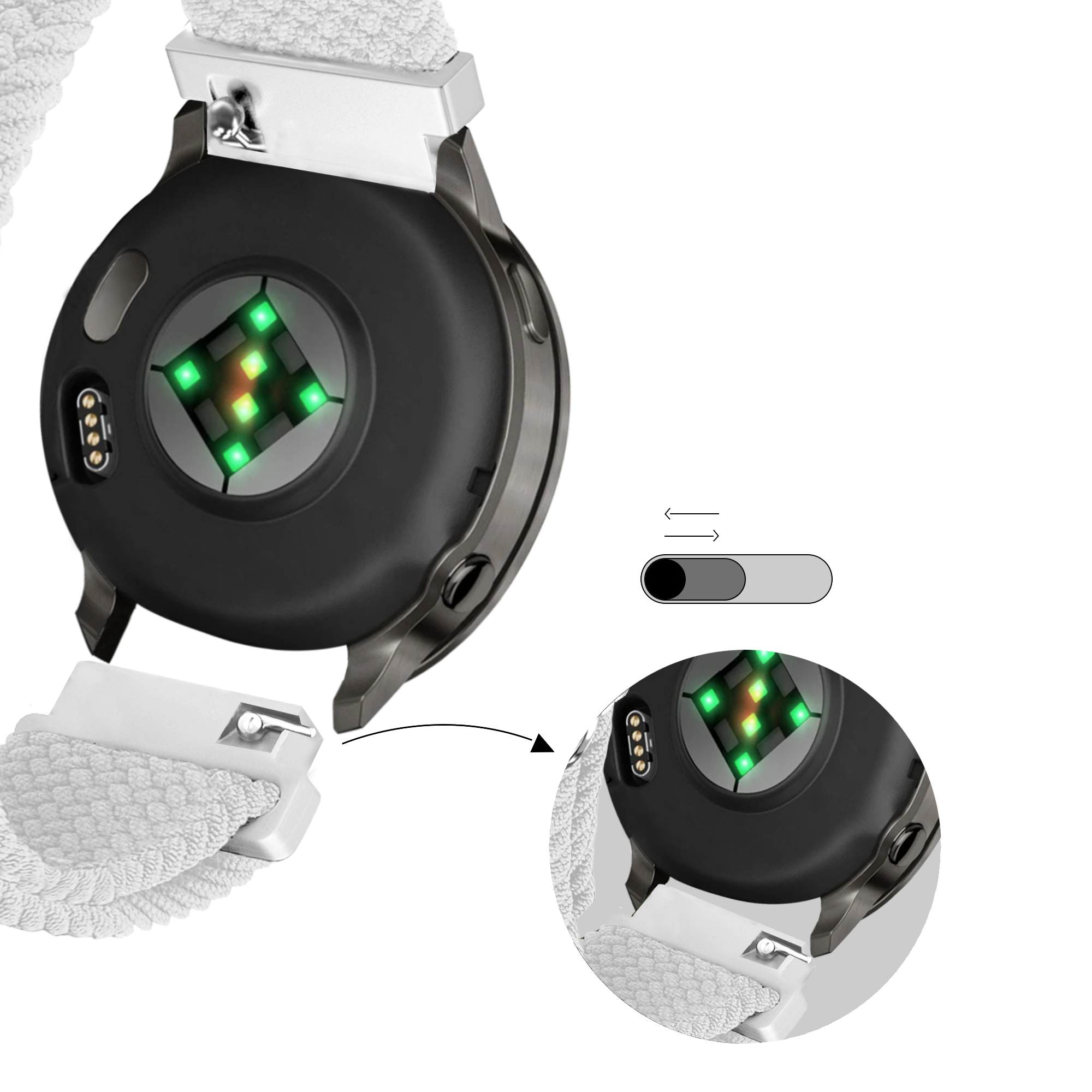 Bandz Bracelet tressé réglable Garmin Forerunner 265s (blanc)