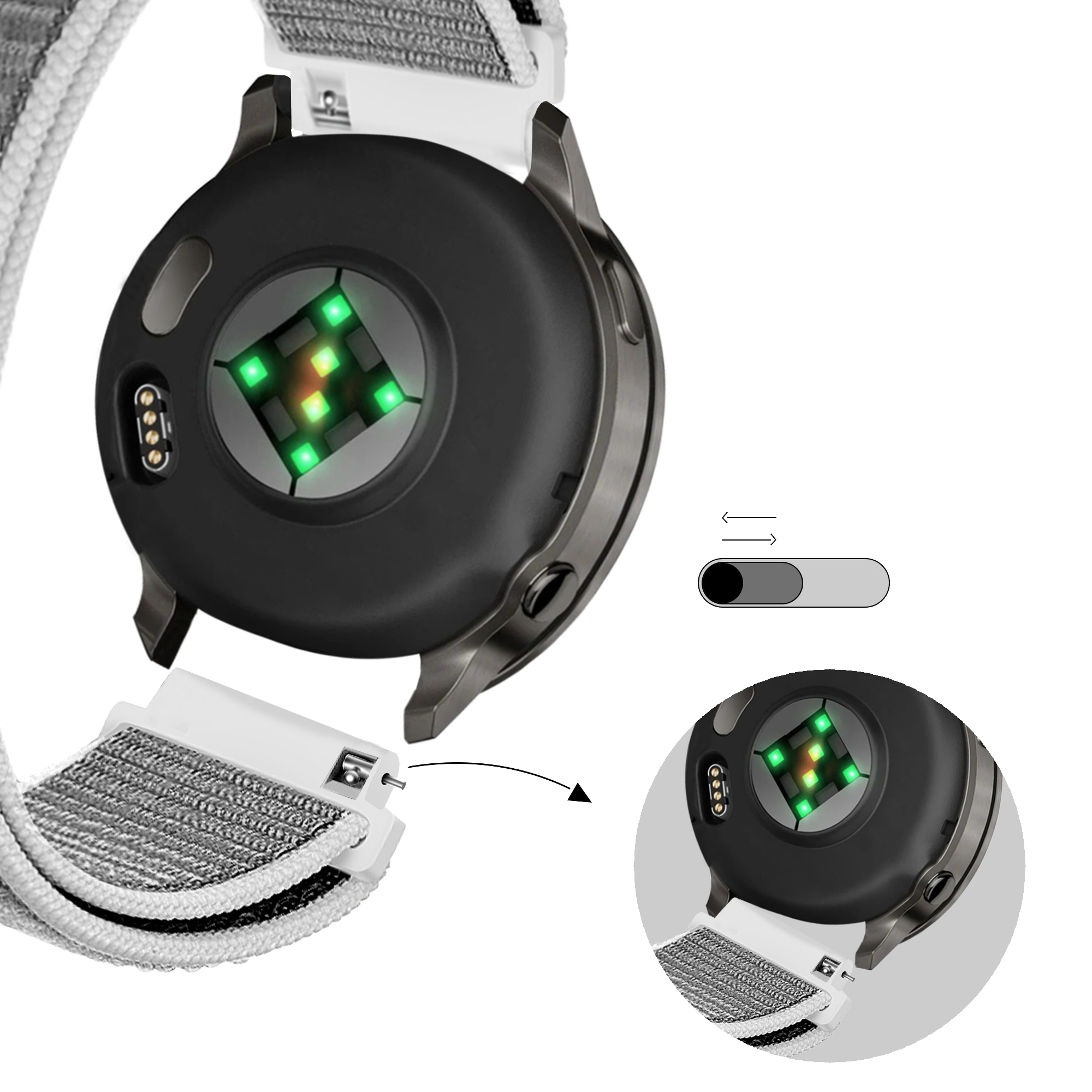 Bandz Garmin Bounce 2 Nylon Loop Strap (Grey)