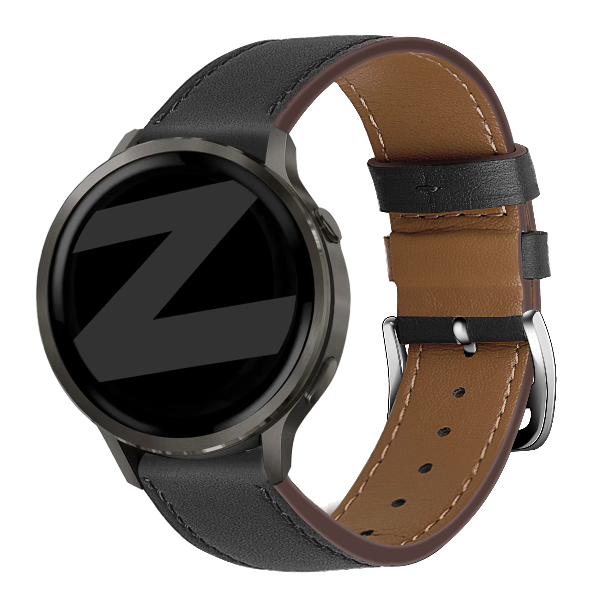Bandz Bracelet cuir 'Deluxe' Garmin Venu 2 (noir)
