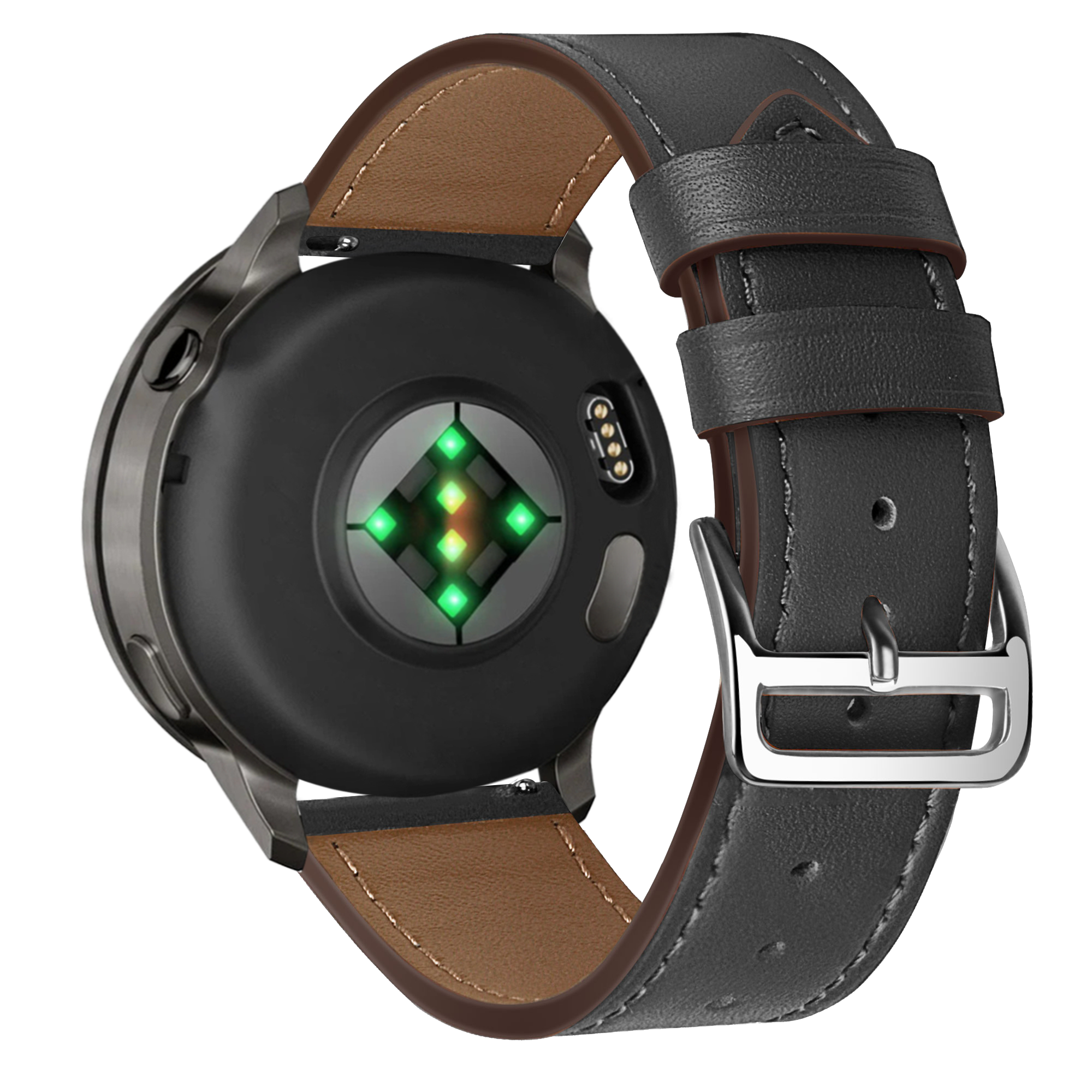 Bandz Bracelet cuir 'Deluxe' Garmin Venu SQ (noir)