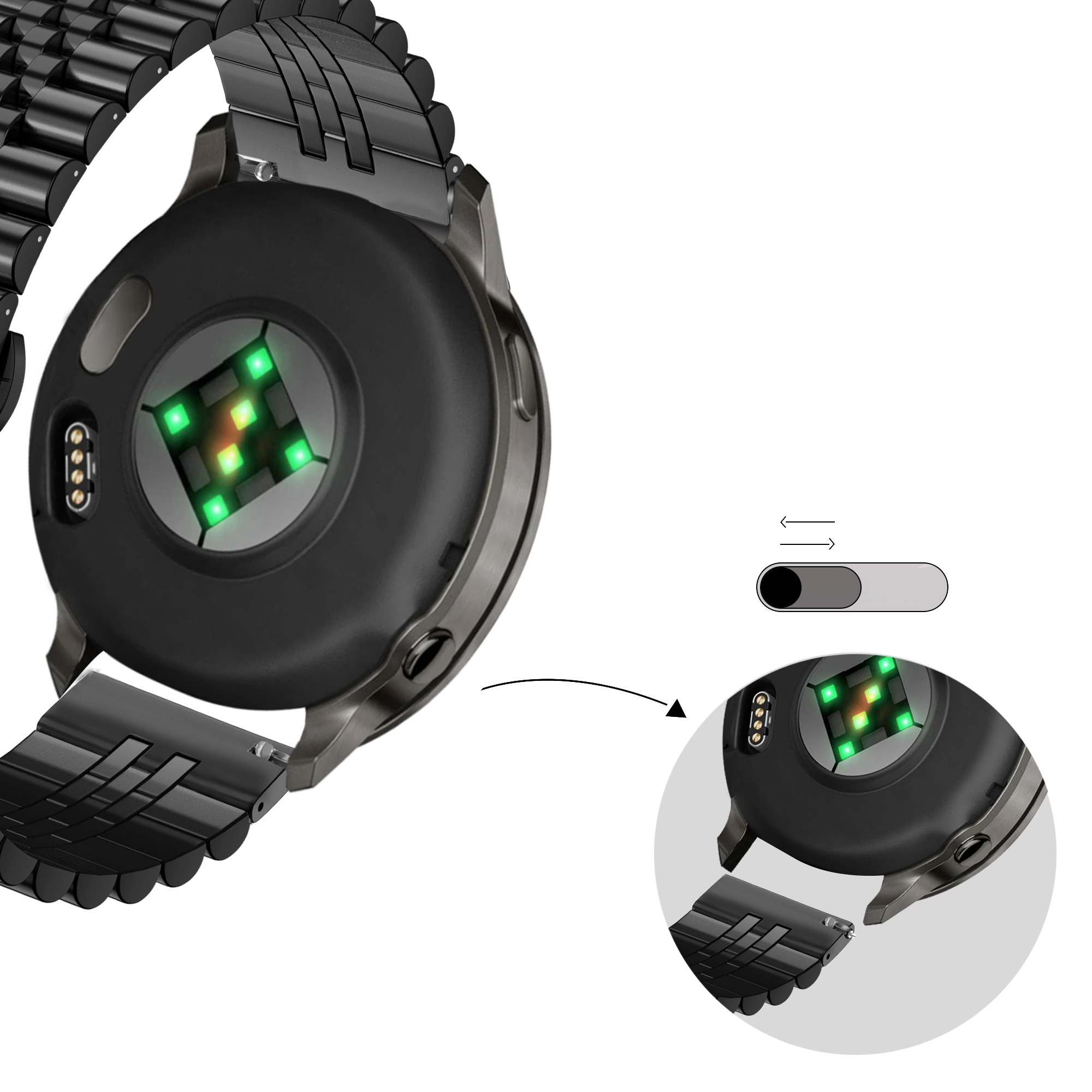 Bandz Garmin Venu SQ Steel Strap 'Jubilee' (Black)