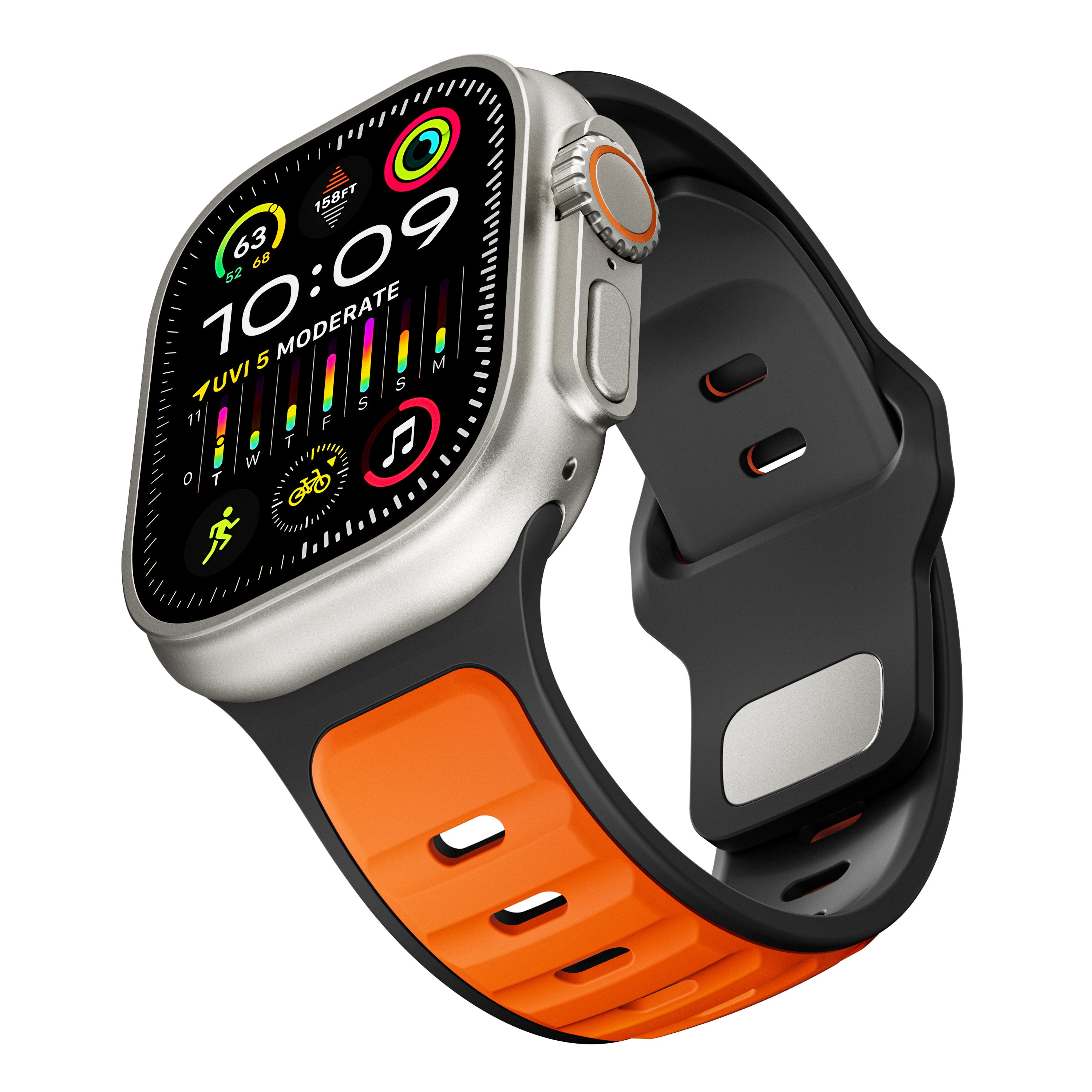 Bracelet silicone outdoor pour Apple Watch (orange/noir)