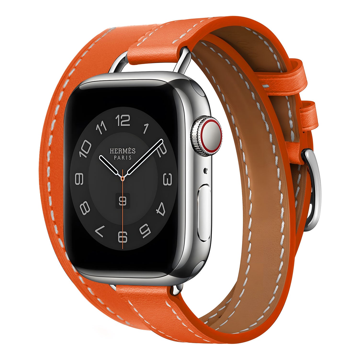 Orange Hermes Apple Watch Series Strap Polished 49MM Apple Watch