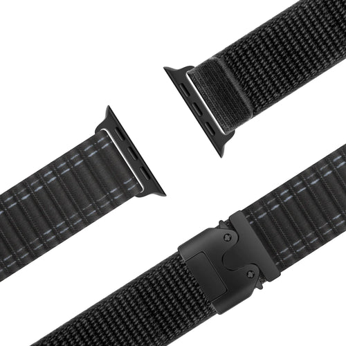 Bandz Bracelet nylon 'Deluxe' avec P-buckle Apple Watch (noir)