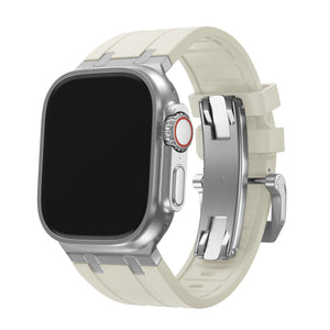 BALR. Bracelet en silicone ultra liquide pour Apple Watch (beige/argent)
