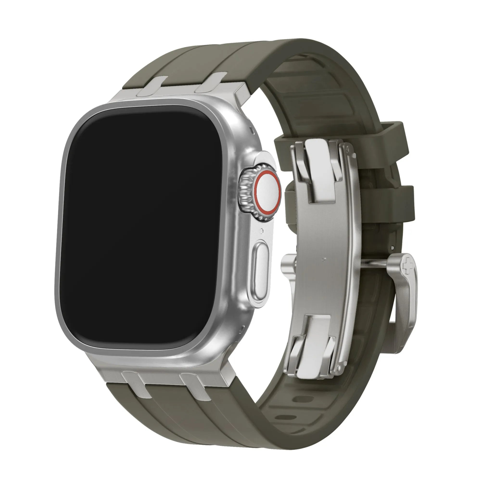 BALR. Bracelet silicone Apple Watch Ultra Liquid (marron/titane)