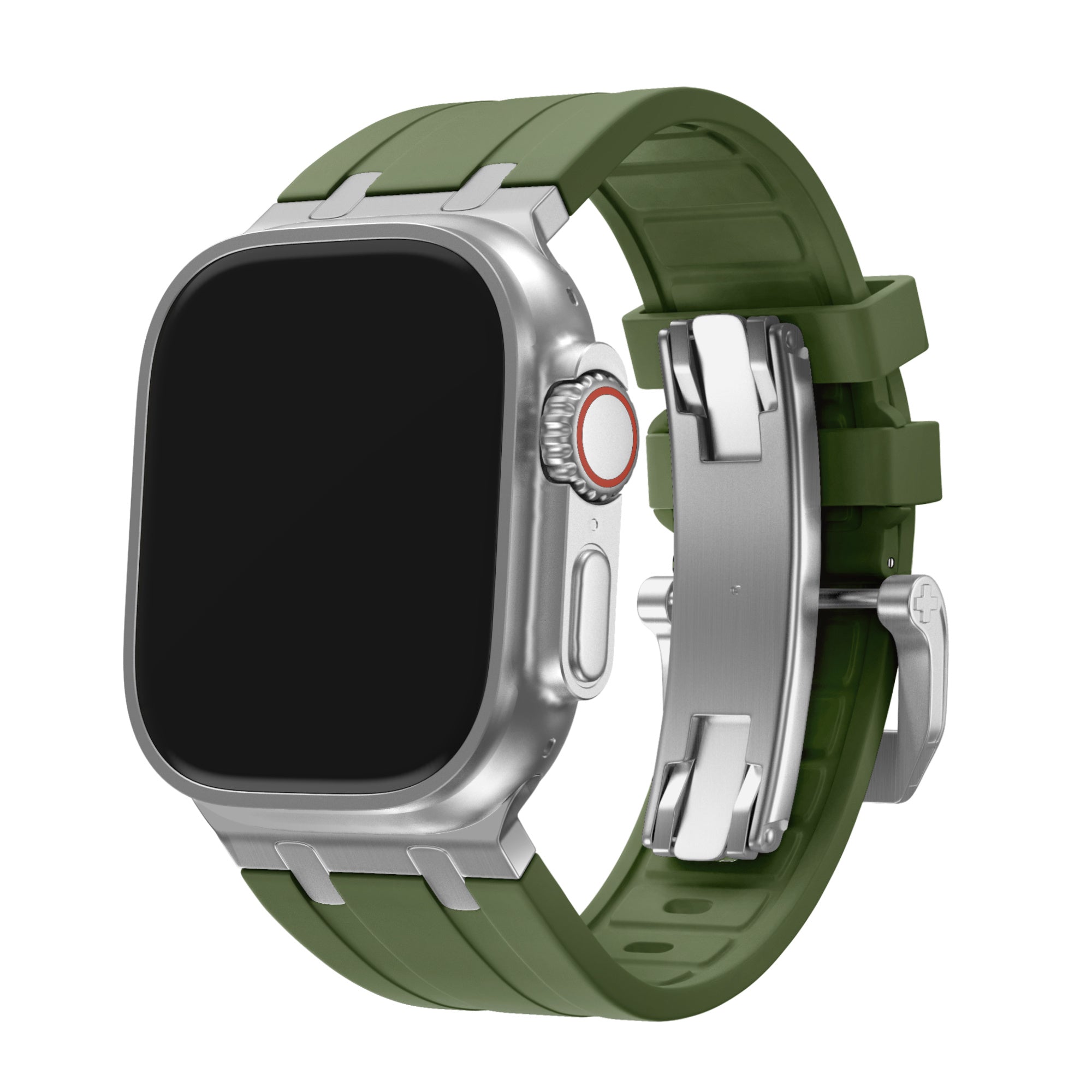 BALR. Bracelet silicone Apple Watch Ultra Liquid (vert/argent)