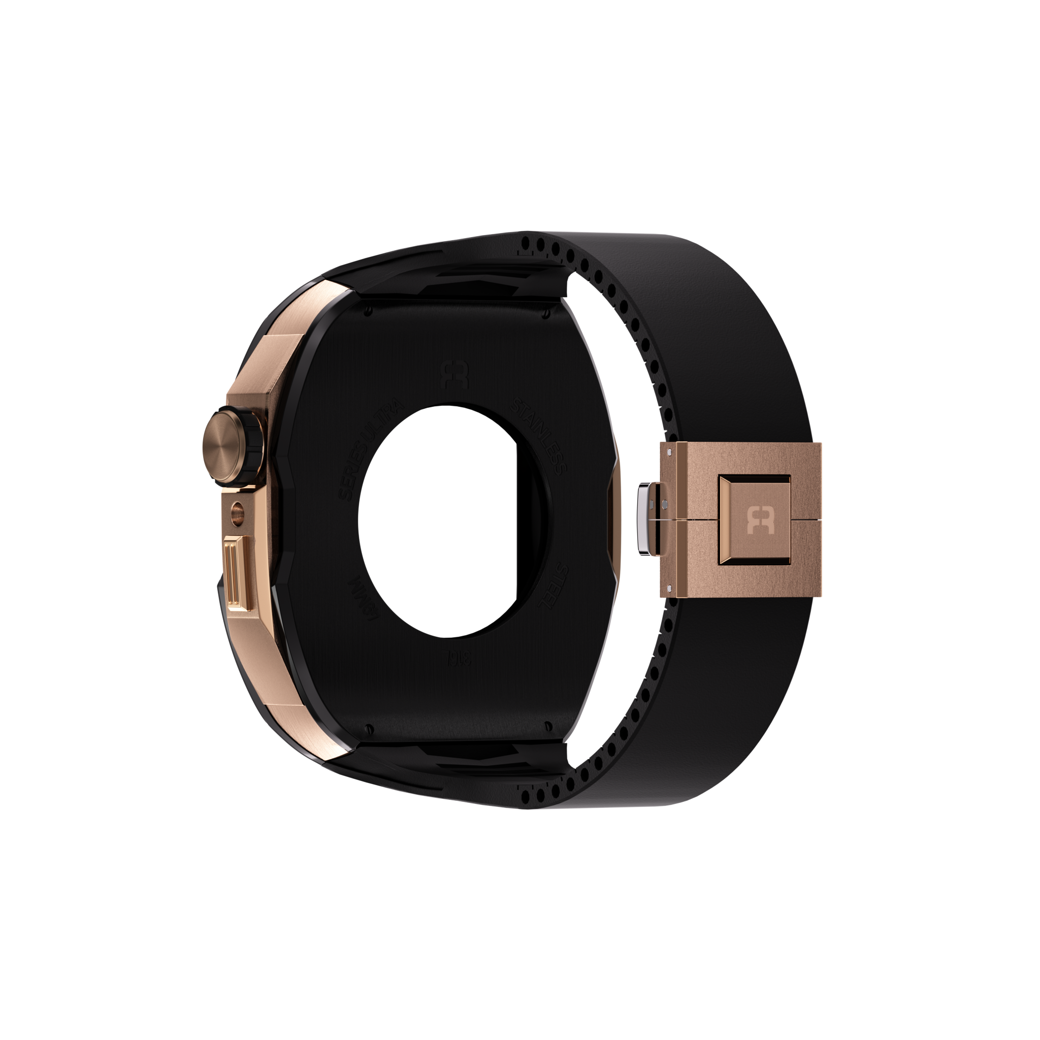 Reqior Boîtier avec bracelet en caoutchouc Apple Watch 45mm (noir/rose or)