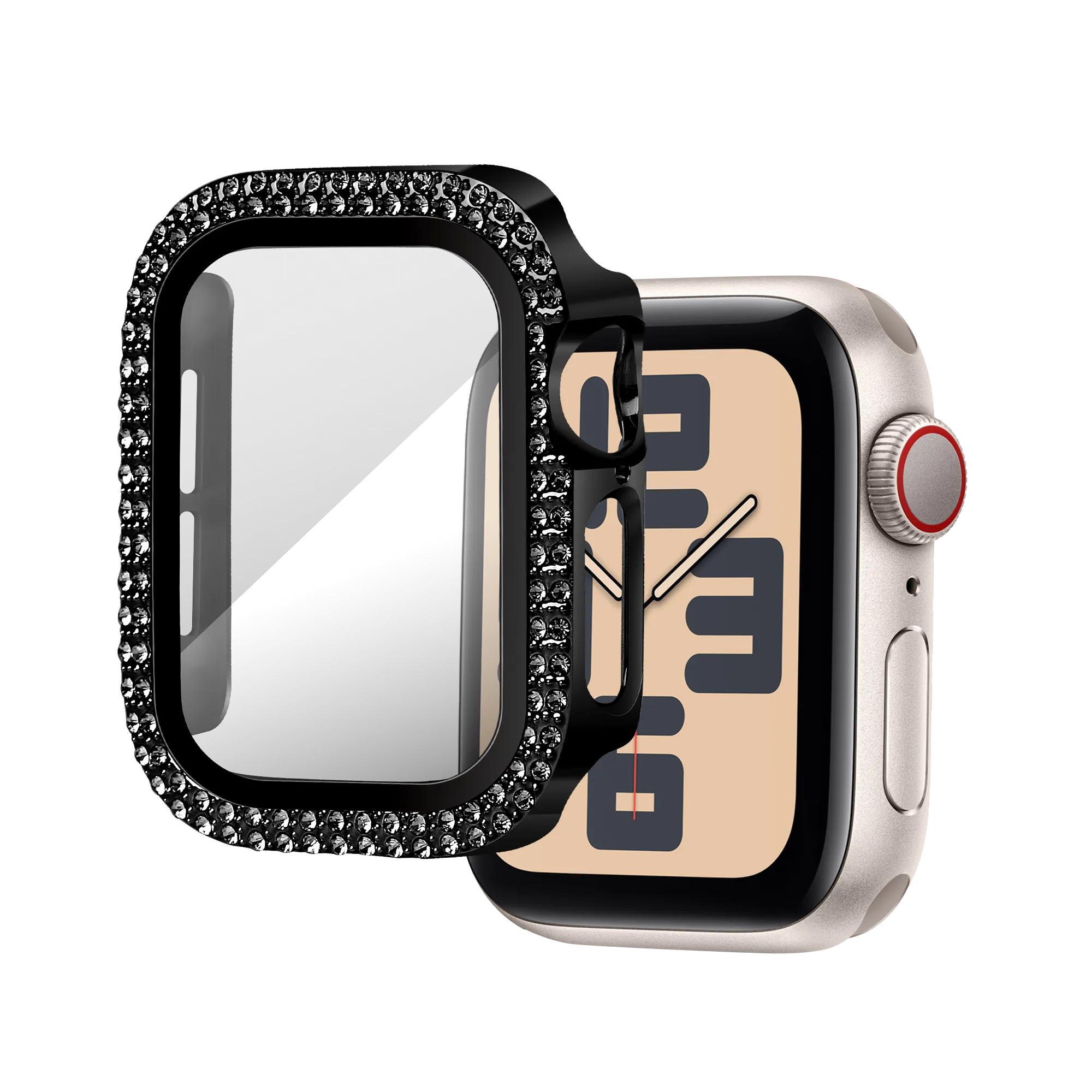 Bandz Coque diamant avec verre Apple Watch 10/11 - 42mm (noir)