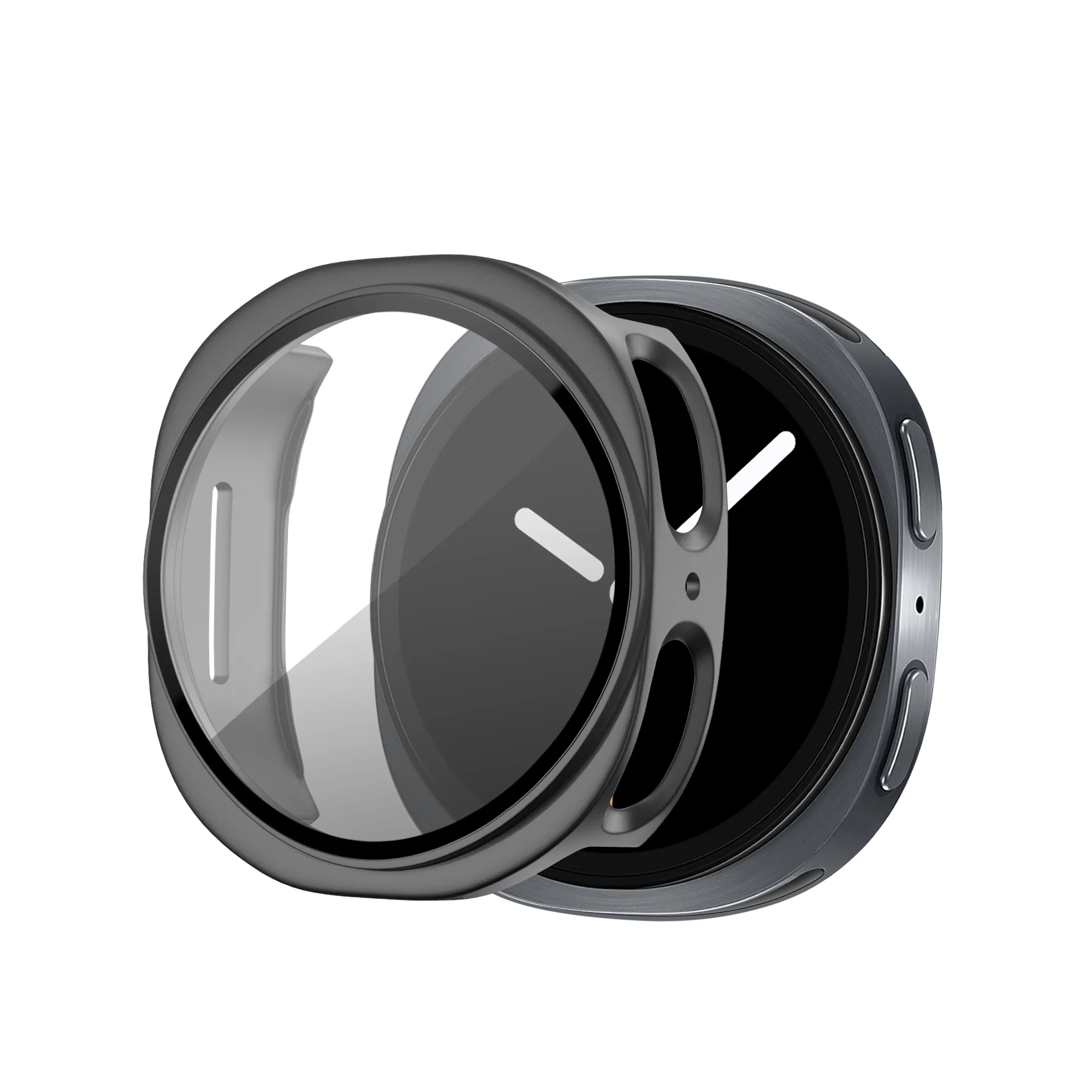 Bandz Coque PC avec verre Samsung Galaxy Watch 8 - 44mm (gris titane)
