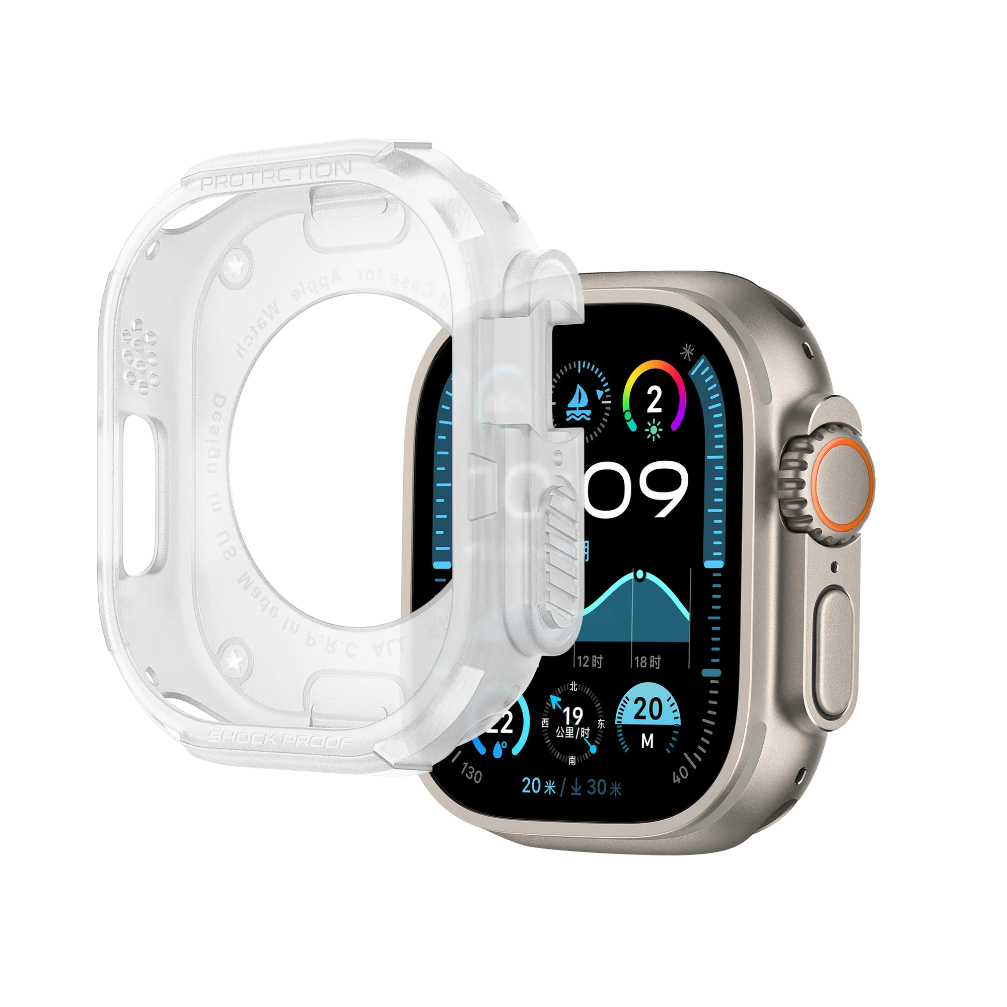 Bandz Coque TPU robuste Apple Watch Ultra - 49mm (transparent)