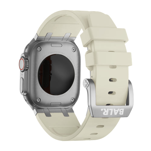 BALR. Bracelet en silicone ultra liquide pour Apple Watch (beige/argent)