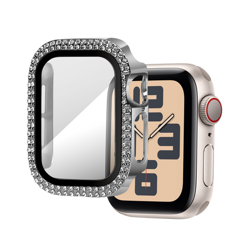 Bandz Coque diamant avec verre Apple Watch 10/11 - 42mm (argenté)