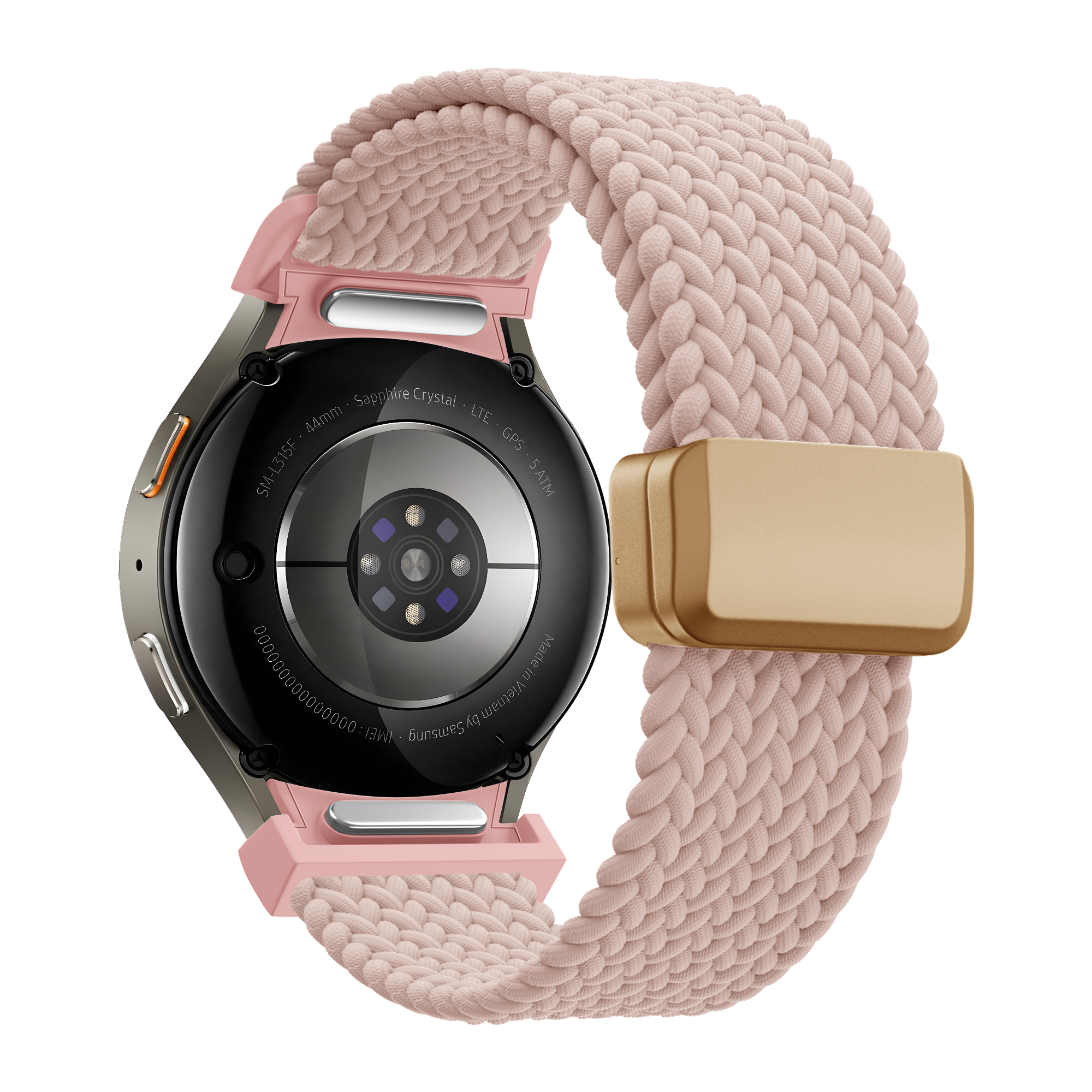 Bandz Samsung Galaxy Watch 6 - 44mm Braided Strap 'Easy Fit' (Pink)
